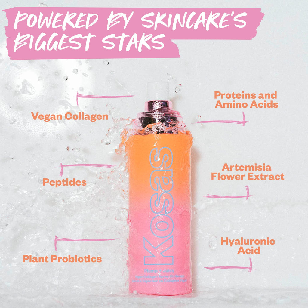 Kosas Plump and Juicy Vegan Collagen Spray - On Serum, Made in USA - Visibly Firms, Soothes, and Hydrates the Skin - 3.38 Oz - Maple Wellness Supplements