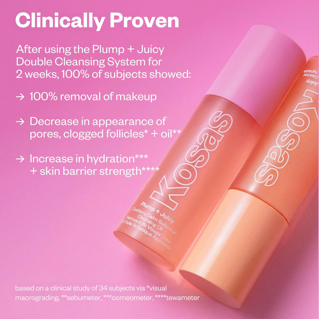 Kosas Plump + Juicy Cushiony Calm Botanical Cleansing Oil – Hydrating Makeup Remover for Sensitive Skin, Non-Greasy Oil Cleanser with Ceramides & Squalane for Soft, Soothed Skin - TrustMedUSA