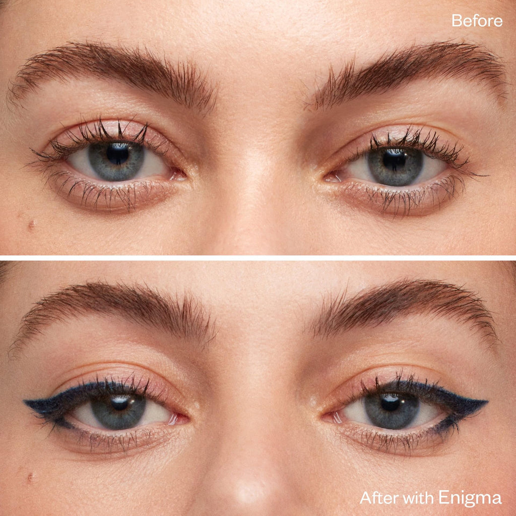 Kosas Soulgazer Gel Eyeliner (Enigma) - Waterproof, Smudge-Proof Pen with Hyaluronic Acid - Retractable Eyeliner Pencil with Sharpener & Smudger, Long-Lasting - Blackened Blue Satin - TrustMedUSA