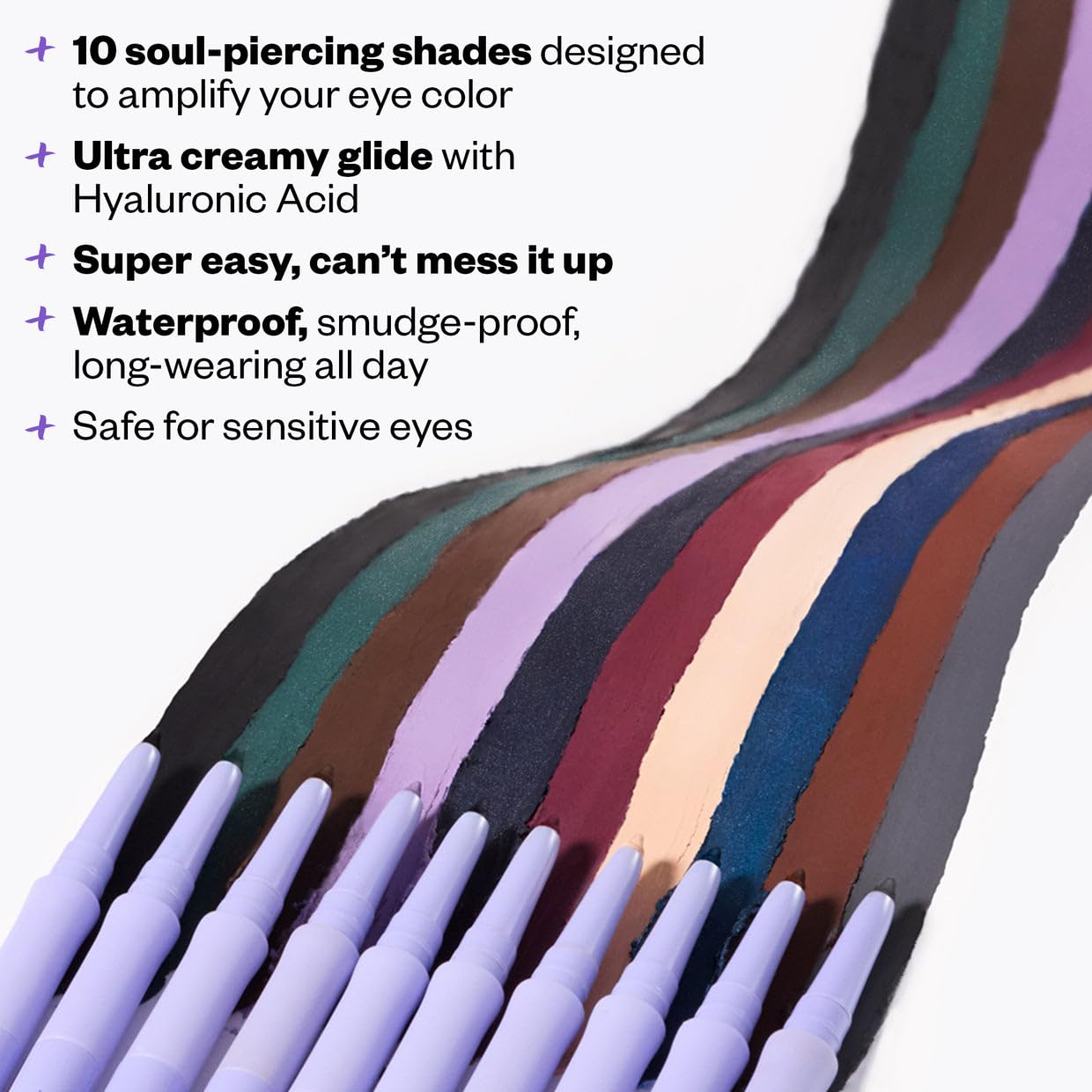 Kosas Soulgazer Gel Eyeliner (Enigma) - Waterproof, Smudge-Proof Pen with Hyaluronic Acid - Retractable Eyeliner Pencil with Sharpener & Smudger, Long-Lasting - Blackened Blue Satin - TrustMedUSA