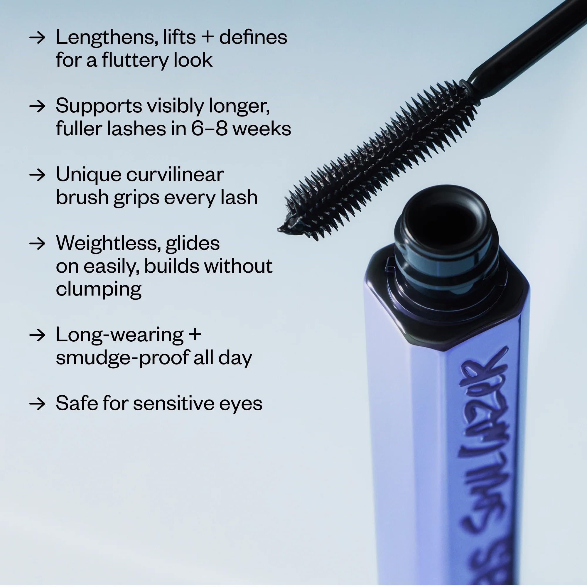 Kosas Soulgazer Lengthening + Lifting Peptide Mascara – Smudge-Proof, Clump-Free Mascara + Lash Serum 2-in-1 for Long, Defined Lashes – Curvilinear Molded Brush, Vegan, Sensitive-Eye Safe - TrustMedUSA
