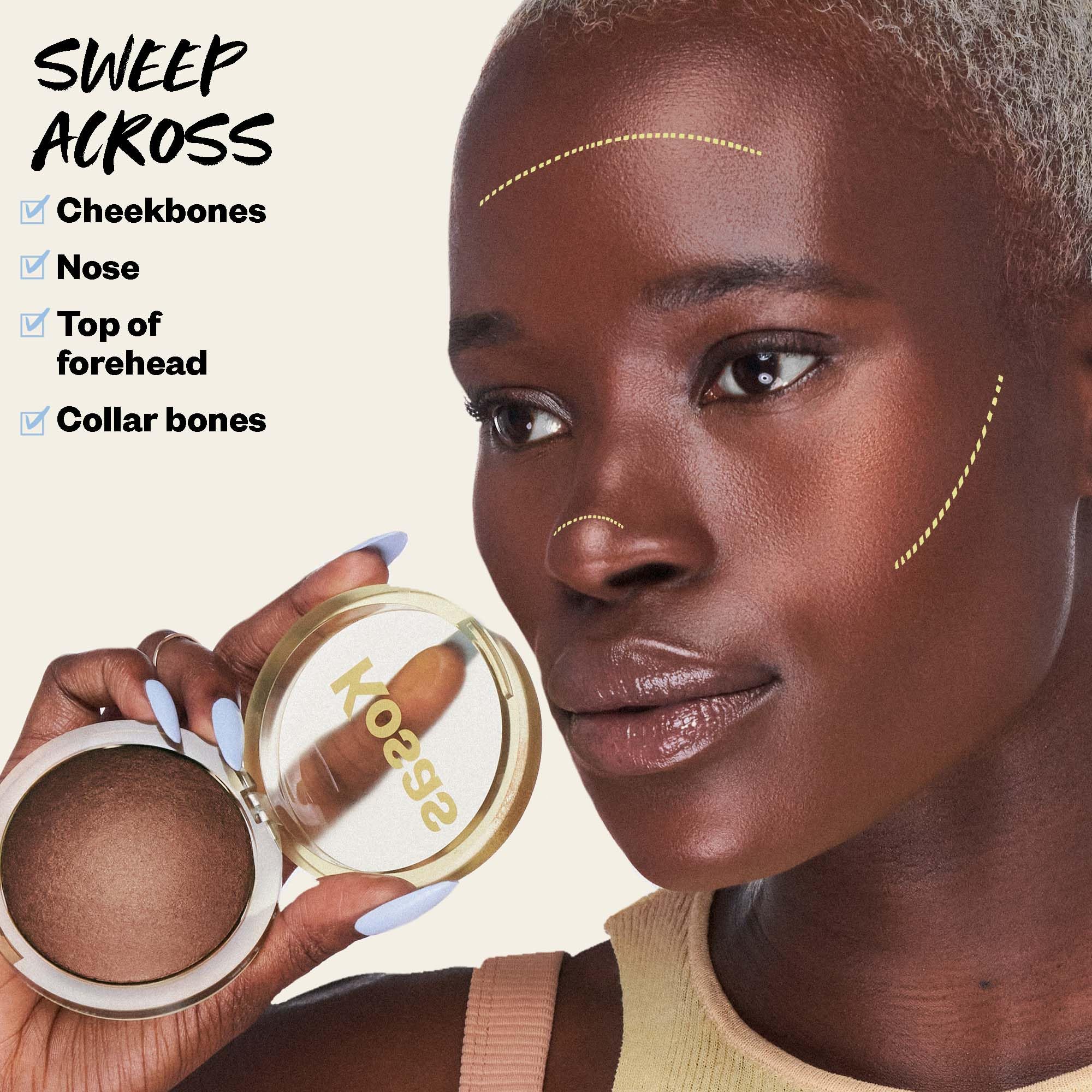 Kosas Sun Show Glowy Warmth Baked Bronzer - Contouring Powder for Cheekbones, Nose & Jawline - Enriched with Concentrated Fatty Acids - Talc-Free, Vegan & Hypoallergenic - Tropic - Maple Wellness Supplements