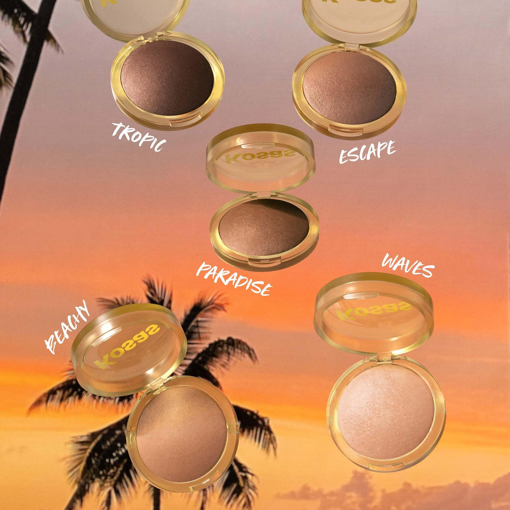 Kosas Sun Show Glowy Warmth Baked Bronzer - Contouring Powder for Cheekbones, Nose & Jawline - Enriched with Concentrated Fatty Acids - Talc-Free, Vegan & Hypoallergenic - Waves - TrustMedUSA