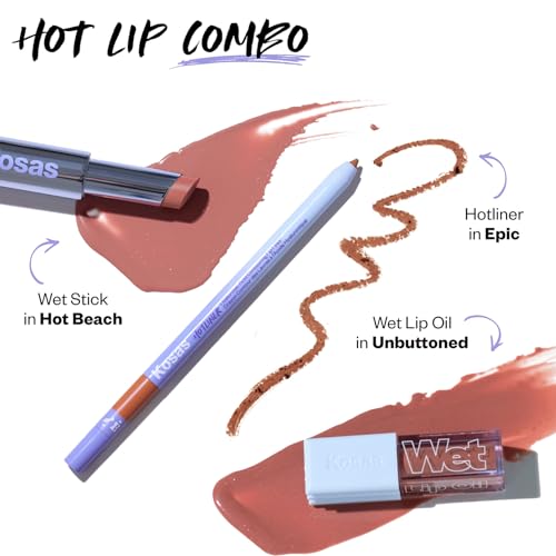 Kosas Wet Lip Oil Gloss - Hydrating Lip Plumping Treatment with Hyaluronic Acid & Peptides, Non-Sticky Finish (Unbuttoned) - TrustMedUSA