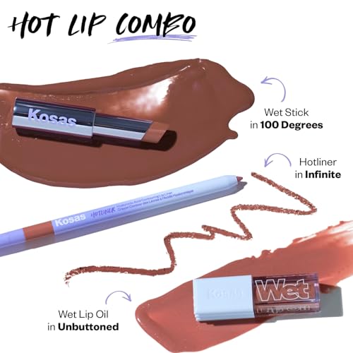 Kosas Wet Lip Oil Gloss - Hydrating Lip Plumping Treatment with Hyaluronic Acid & Peptides, Non-Sticky Finish (Unbuttoned) - TrustMedUSA