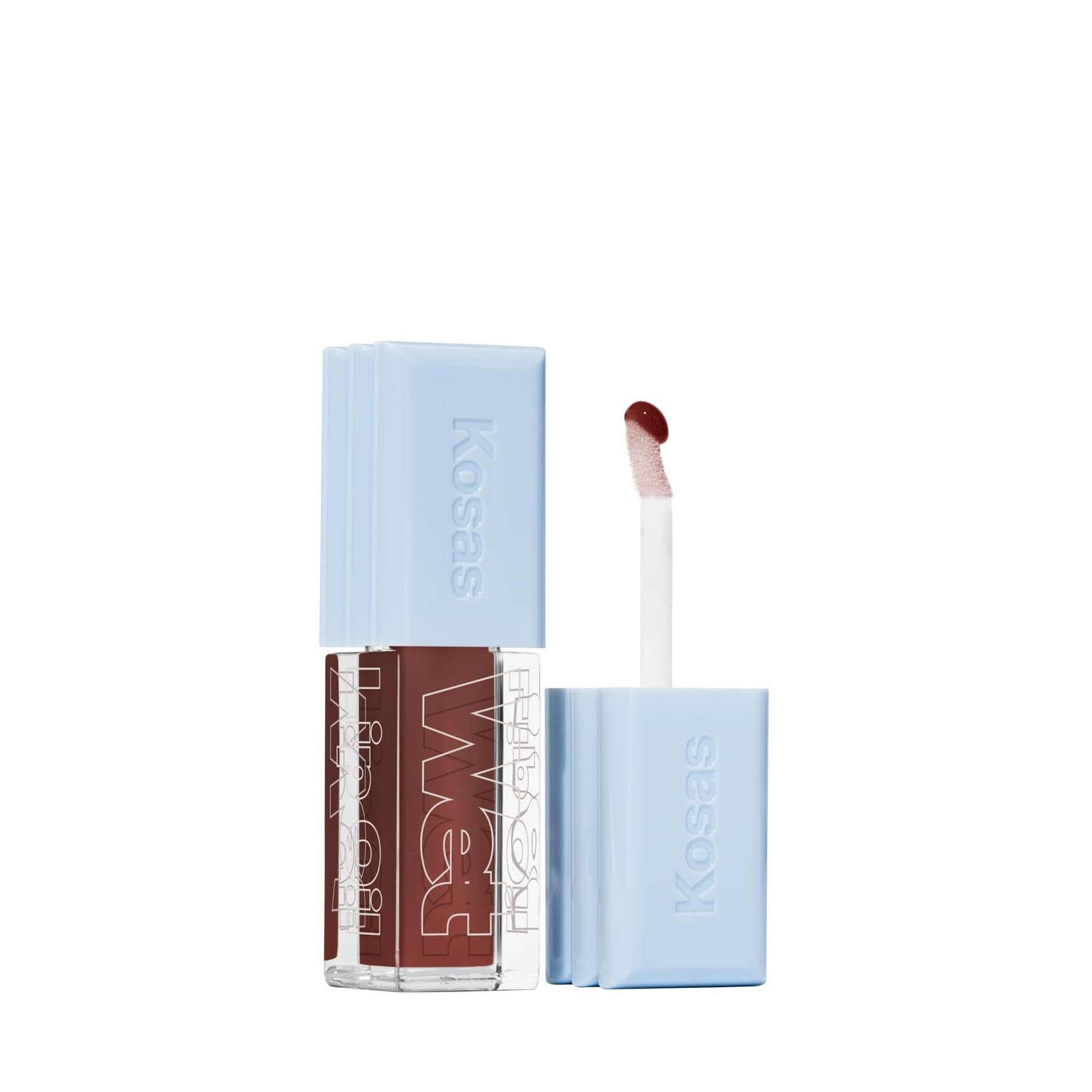 Kosas Wet Lip Oil Gloss – Plumping Peptide Lip Treatment Gloss in Sheer Rich Brown, Hydrating with Hyaluronic Acid, Peptides & Plant Oils, Non-Sticky, Vegan, Clean Beauty Lip Gloss (Cola) 0.15 oz - Maple Wellness Supplements