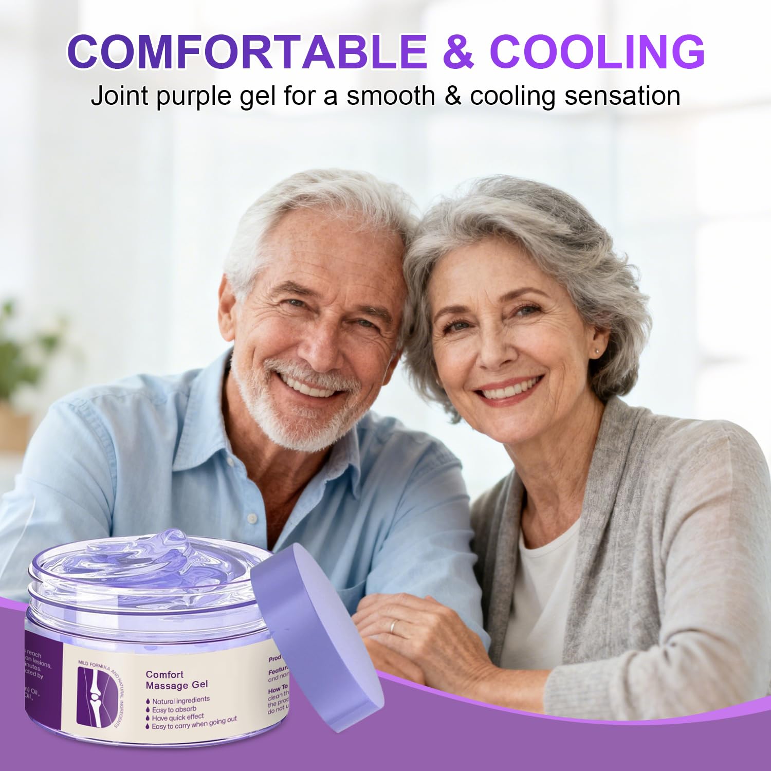 Kresin Joint Comfort Purple Gel, Kresin Joint Comfort Massage Gel, Soothes Discomfort for Neck, Back, Knees, Lumbar, and Feet, Absorb Quickly and Non-Greasy, 1.76 OZ, Violet - TrustMedUSA