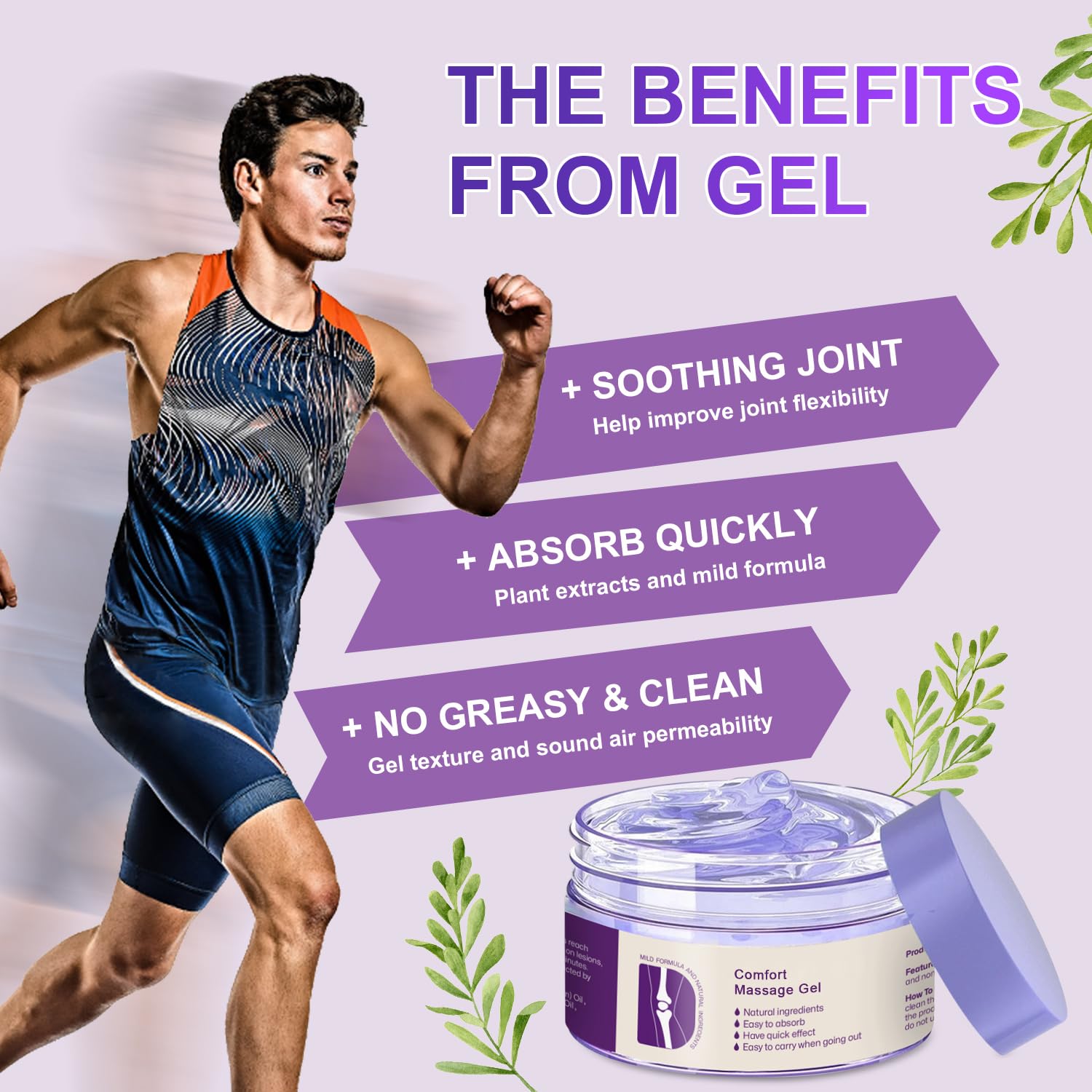 Kresin Joint Comfort Purple Gel, Kresin Joint Comfort Massage Gel, Soothes Discomfort for Neck, Back, Knees, Lumbar, and Feet, Absorb Quickly and Non-Greasy, 1.76 OZ, Violet - TrustMedUSA