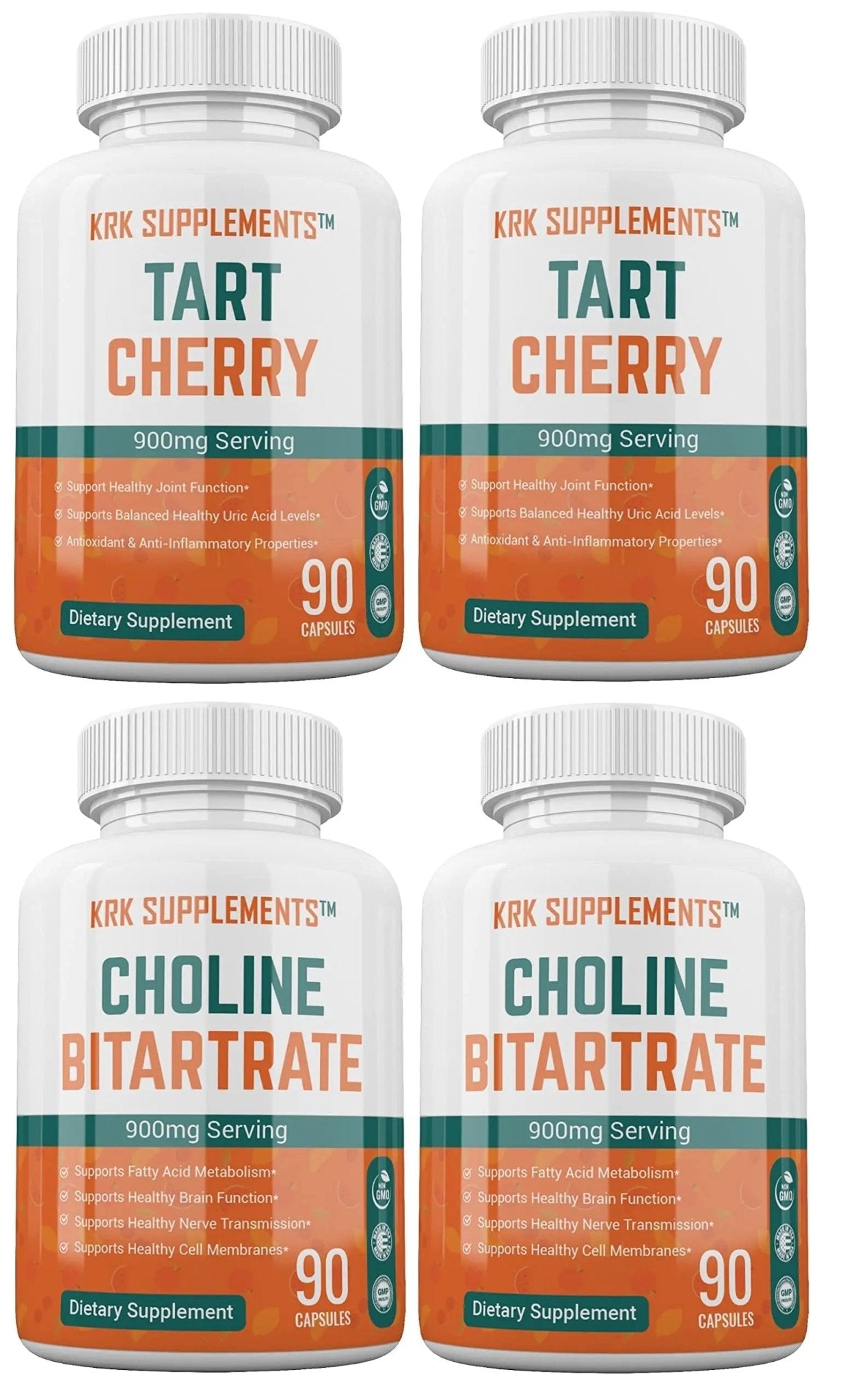 KRK SUPPLEMENTS Bundle Combo of 2 Bottles of Choline Bitartrate and 2 Bottles - TrustMedUSA