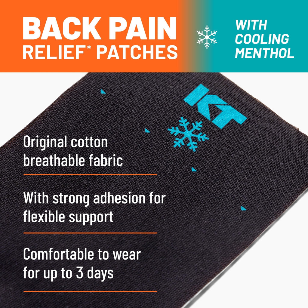 KT Tape, Back Pain Relief Patches, Extra Large 4"x10", Menthol Infused Kinesiology Tape, Cooling Pain Therapy, Everyday Long-Lasting Relief, 4 Count - TrustMedUSA