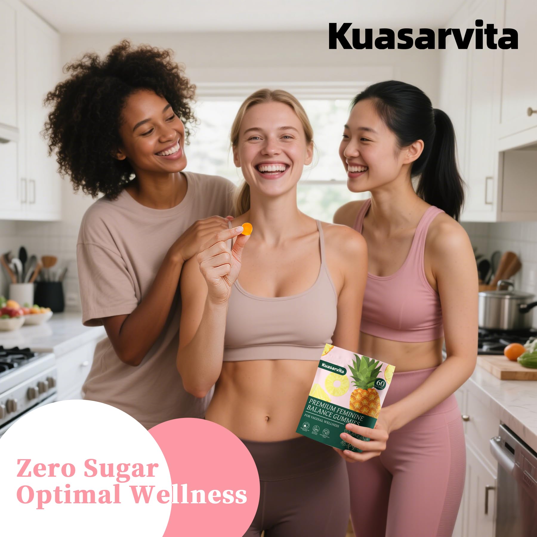 Kuasarvita Peeshlita Women’s Vaginal Probiotics Gummies – pH Balance Support + Feminine Wellness & Comfort, Pineapple Flavor, Natural Probiotic Blend – 60 Gummies - TrustMedUSA