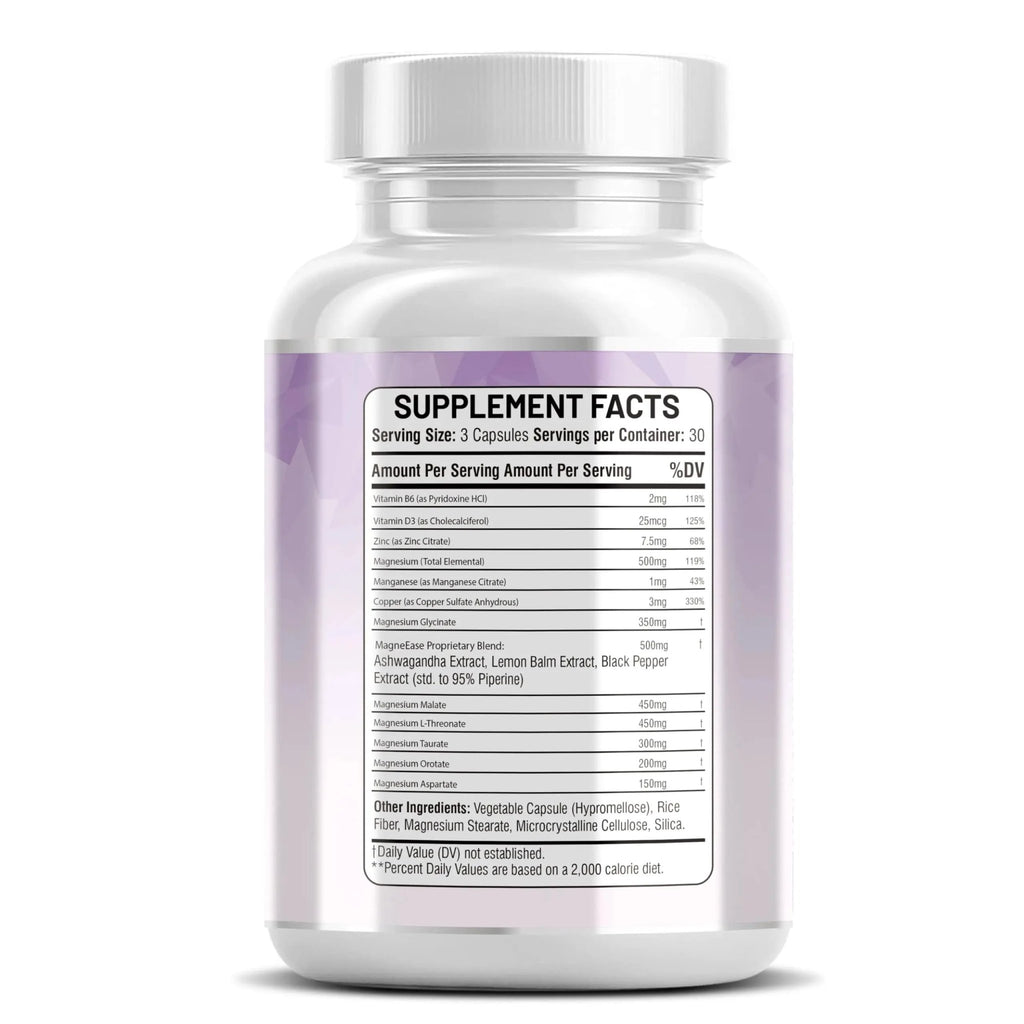 Kun Shafi Magnesium Complex with Magnesium Glycinate Malate, L-Threonate, Taurate, Orotate, Zinc,Aspartate, Copper Manganese & Vitamin D3 B6 Complex - 1Pack - TrustMedUSA
