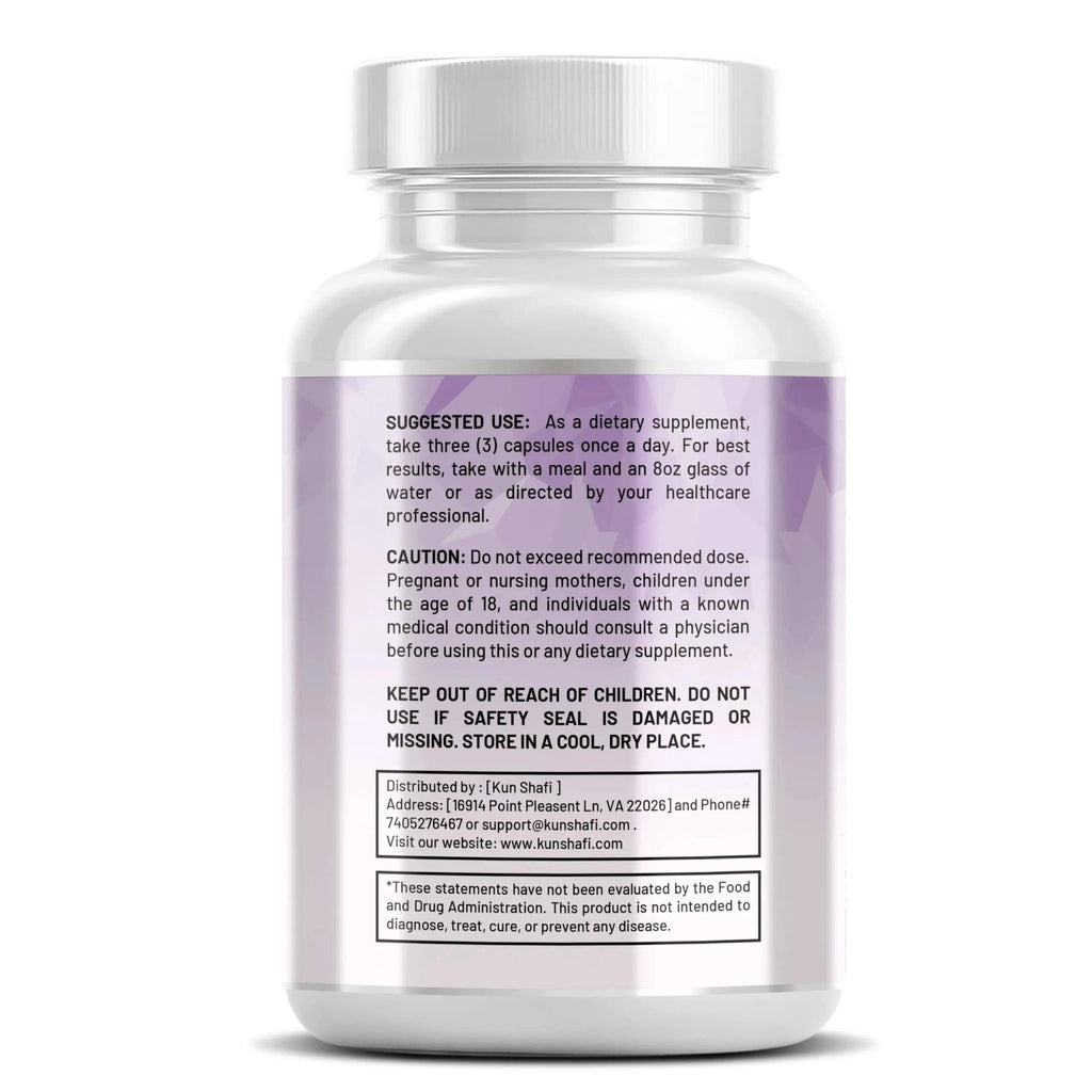 Kun Shafi Magnesium Complex with Magnesium Glycinate Malate, L-Threonate, Taurate, Orotate, Zinc,Aspartate, Copper Manganese & Vitamin D3 B6 Complex - 1Pack - TrustMedUSA