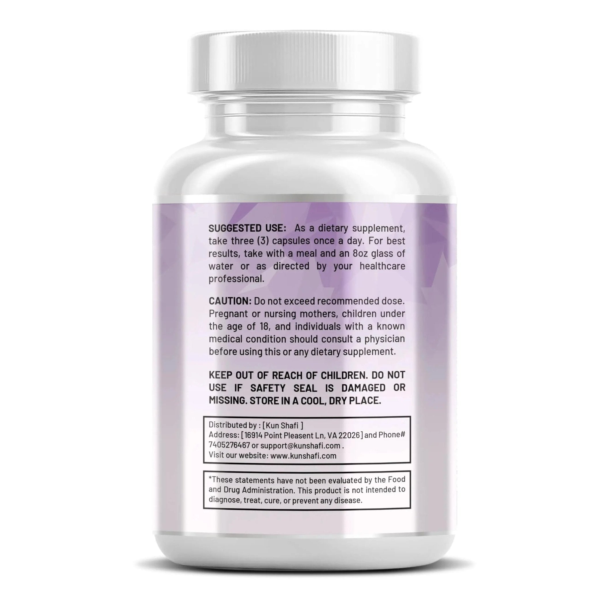 Kun Shafi Magnesium Complex with Magnesium Glycinate Malate, L-Threonate, Taurate, Orotate, Zinc,Aspartate, Copper Manganese & Vitamin D3 B6 Complex - 1Pack - TrustMedUSA