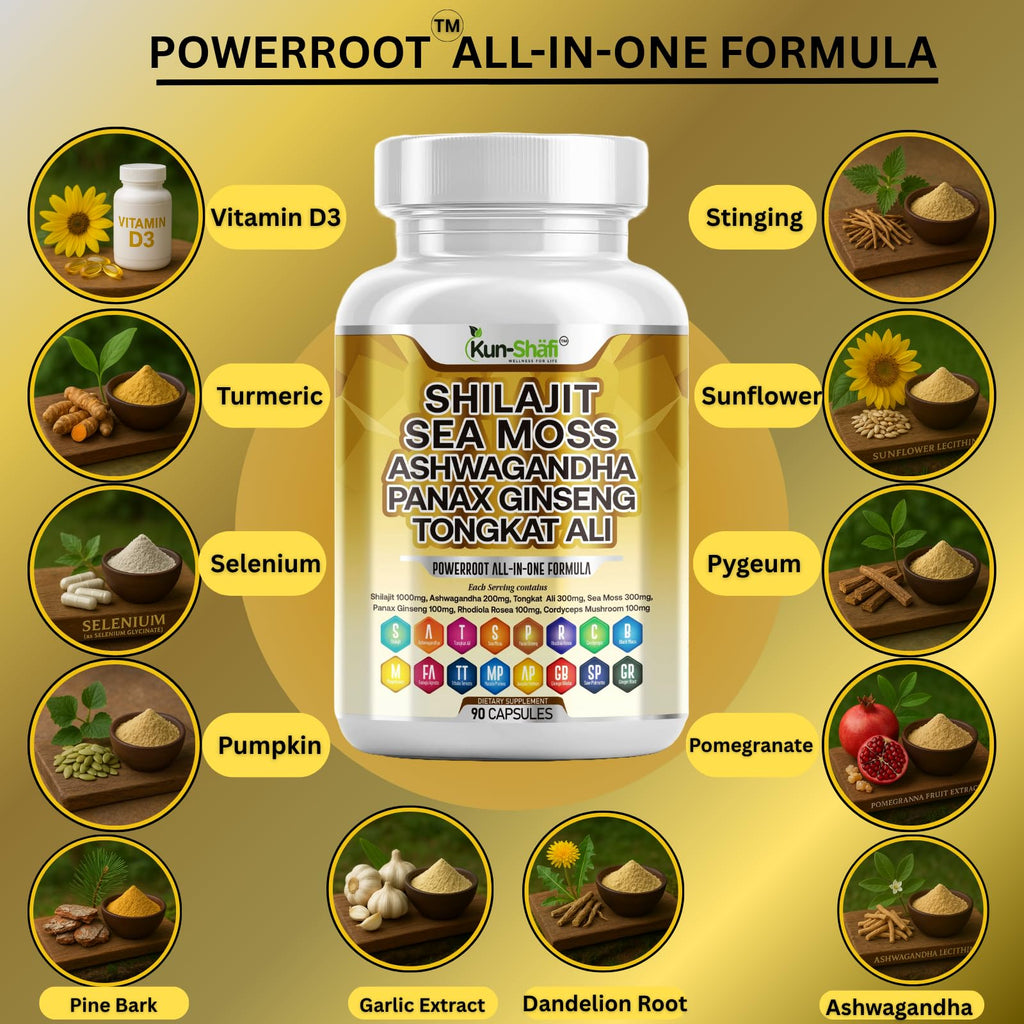 Kun Shafi Shilajit Complex – Sea Moss, Tongkat Ali, Ashwagandha, Ginseng, Zinc, CoQ10, PQQ & Magnesium – Fulvic Acid Capsules for Energy, Vitality & Performance with Panax Cordyceps – 90 Capsules - TrustMedUSA