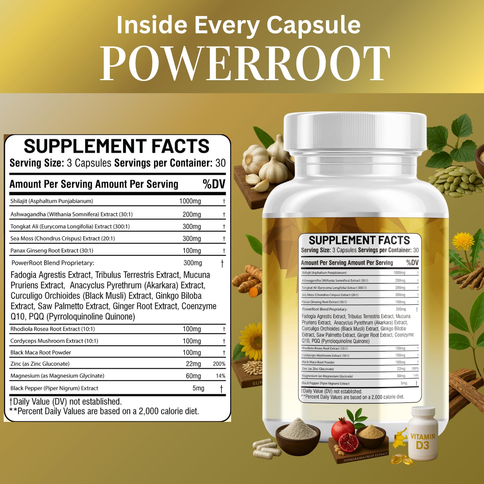 Kun Shafi Shilajit Complex – Sea Moss, Tongkat Ali, Ashwagandha, Ginseng, Zinc, CoQ10, PQQ & Magnesium – Fulvic Acid Capsules for Energy, Vitality & Performance with Panax Cordyceps – 90 Capsules - TrustMedUSA