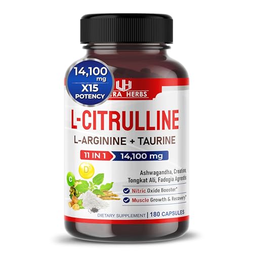 L-Citrulline 14,100 mg 11 in 1 with L-Arginine + Taurine, Ashwagandha, Creatine, Tongkat Ali - Maple Wellness Supplements
