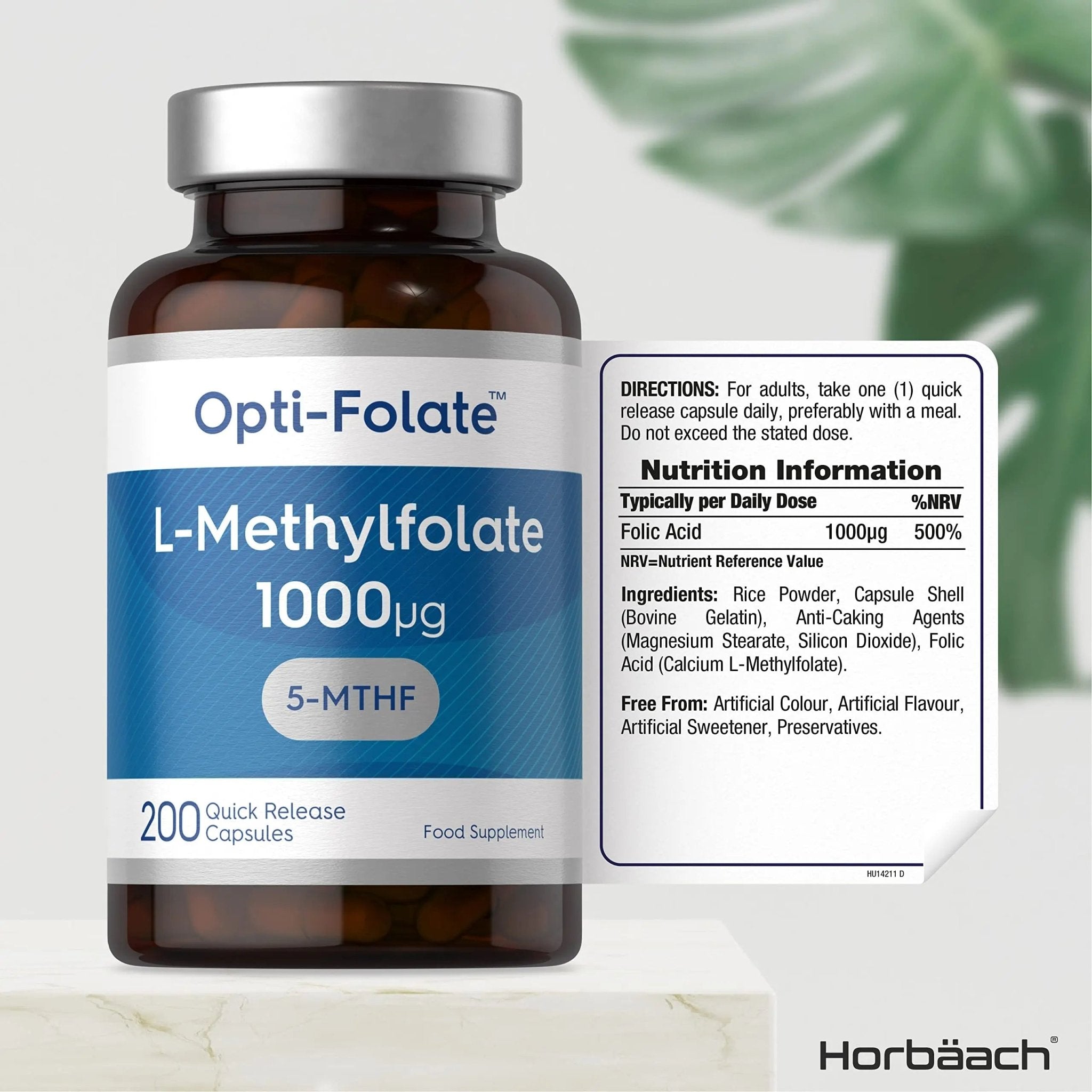 L-Methylfolate 1000ug | 200 Capsules | 5-MTHF Folate Supplement | Active Form - TrustMedUSA
