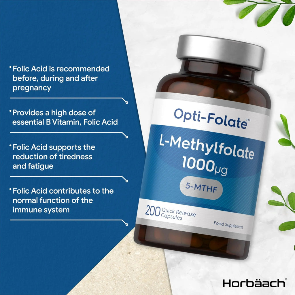 L-Methylfolate 1000ug | 200 Capsules | 5-MTHF Folate Supplement | Active Form - TrustMedUSA