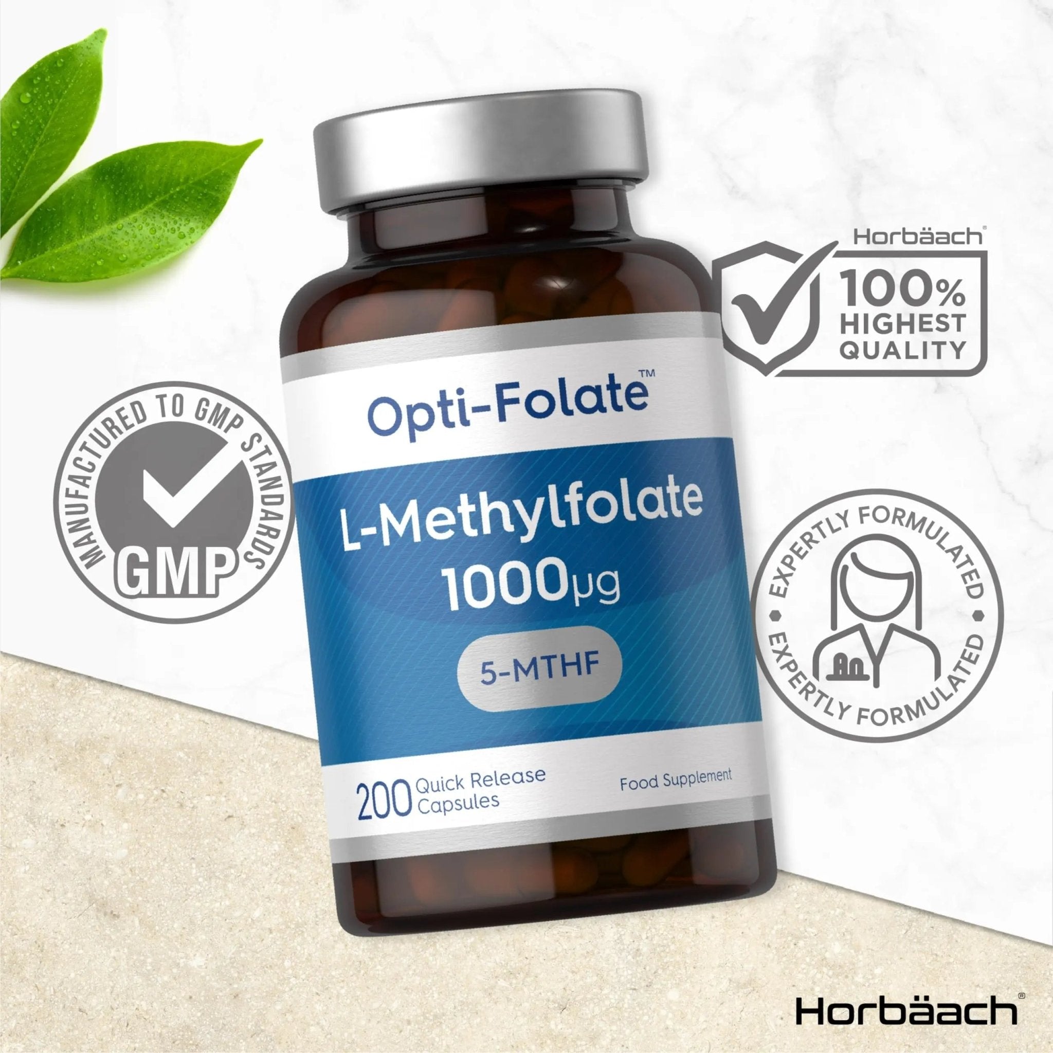 L-Methylfolate 1000ug | 200 Capsules | 5-MTHF Folate Supplement | Active Form - TrustMedUSA