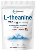 L-Theanine 200mg with Magnesium Glycinate, 400 Coconut MCT Oil Softgels | 2-in-1 Amino Acid & Mineral Complex | Gentle Care All Day & Night - TrustMedUSA