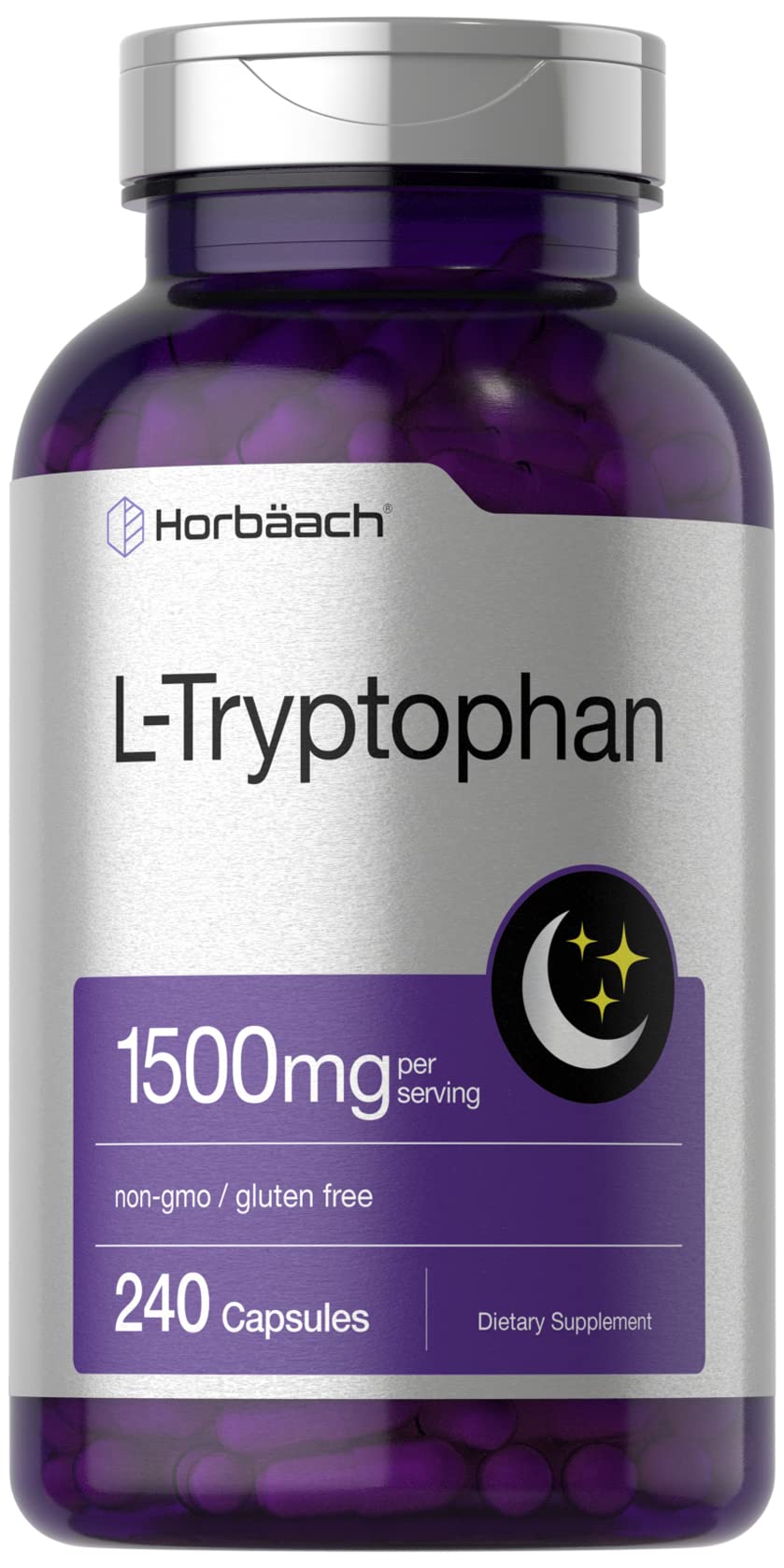 L Tryptophan 1500mg Capsules | 240 Count | Nighttime Formula | Non-GMO, Gluten Free - TrustMedUSA