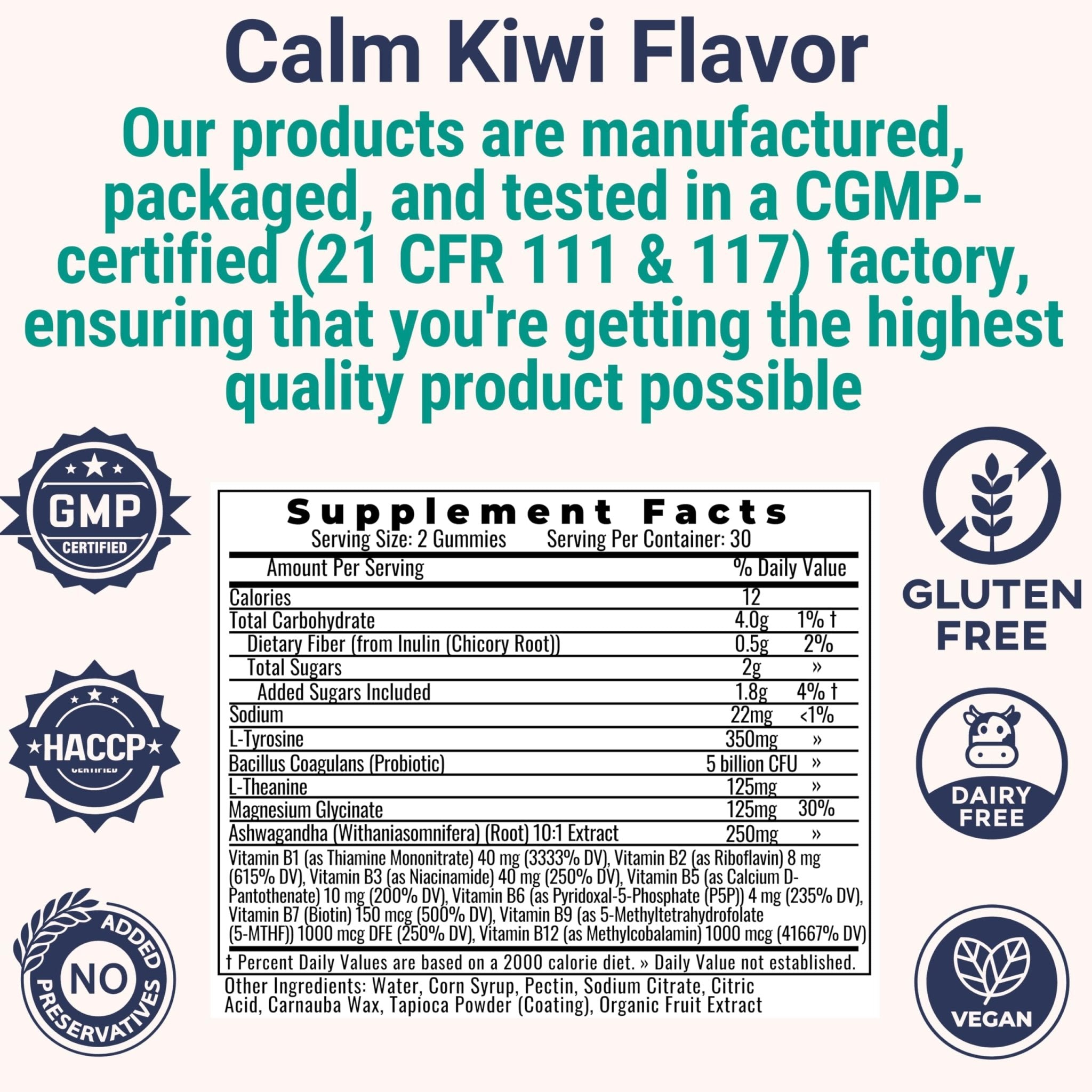 L-Tyrosine L-Theanine Methylated Vitamin B Complex Magnesium Glycinate Probiotic Fiber for Kids Adults Men Women w. Chicory Root Inulin 5-MTHF B12 P5P B6 B9 B5 B3 Powder Capsule Pill Supplement Alt - TrustMedUSA