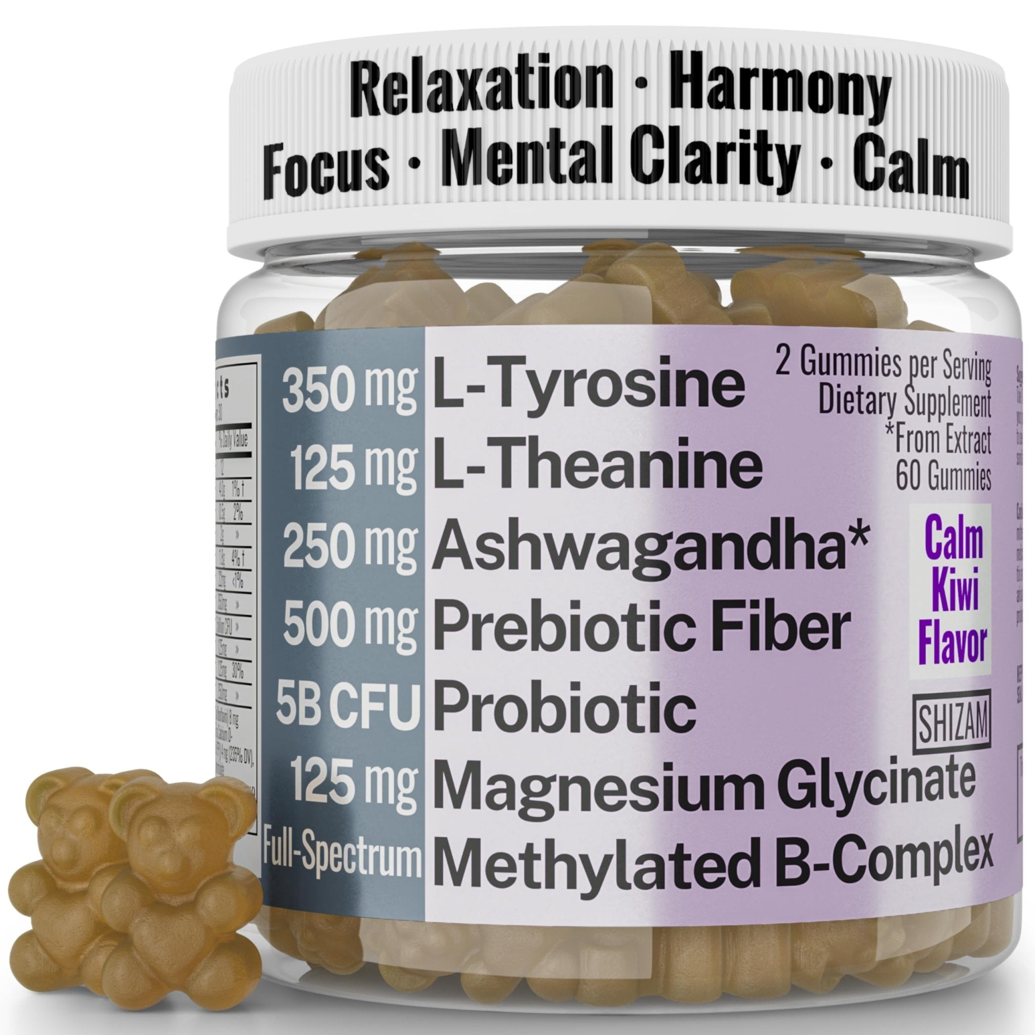 L-Tyrosine L-Theanine Methylated Vitamin B Complex Magnesium Glycinate Probiotic Fiber for Kids Adults Men Women w. Chicory Root Inulin 5-MTHF B12 P5P B6 B9 B5 B3 Powder Capsule Pill Supplement Alt - TrustMedUSA