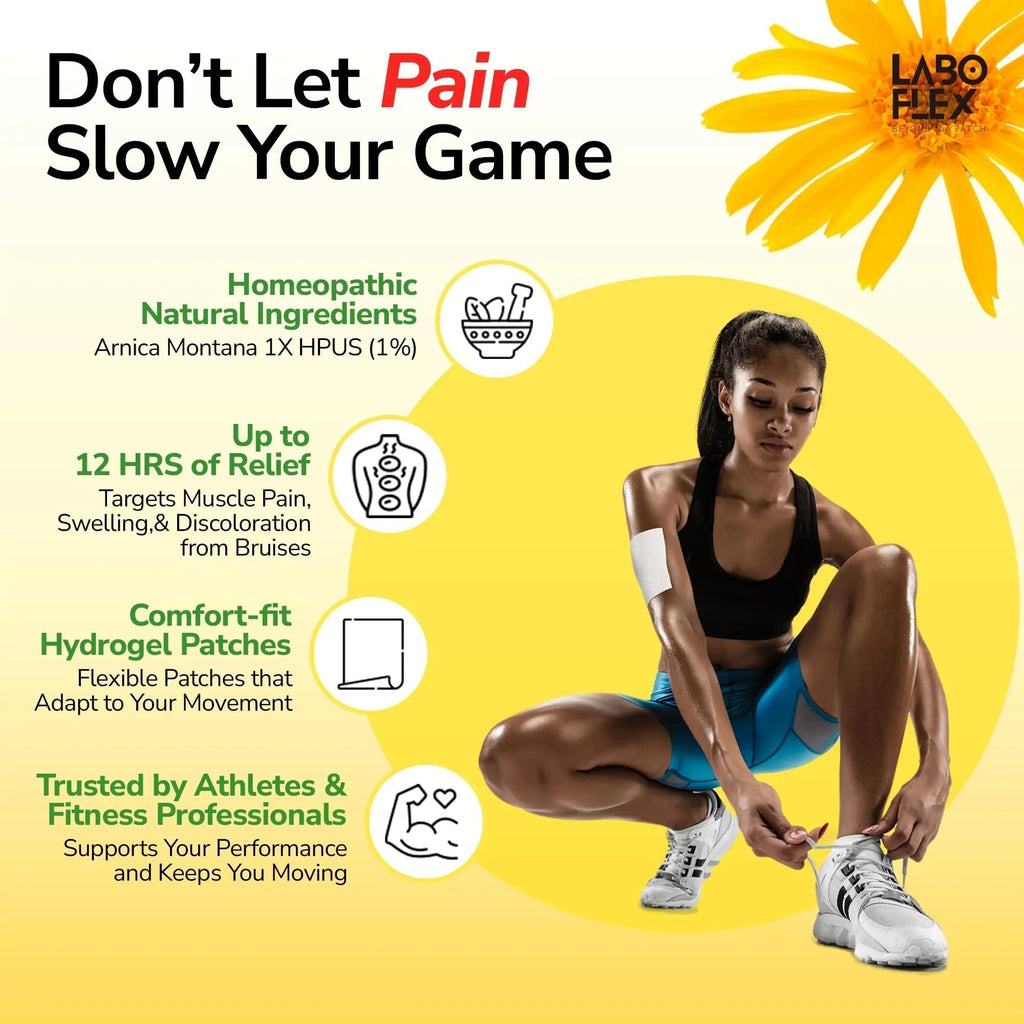 LABOFLEX Arnipatch Natural Arnica Pain Relief Hydrogel Patches – Long Lasting Relief for Muscle Soreness, Swelling, Inflammation, Stiffness & Injury on Back, Knee & Neck (Box, 10, Count) - TrustMedUSA