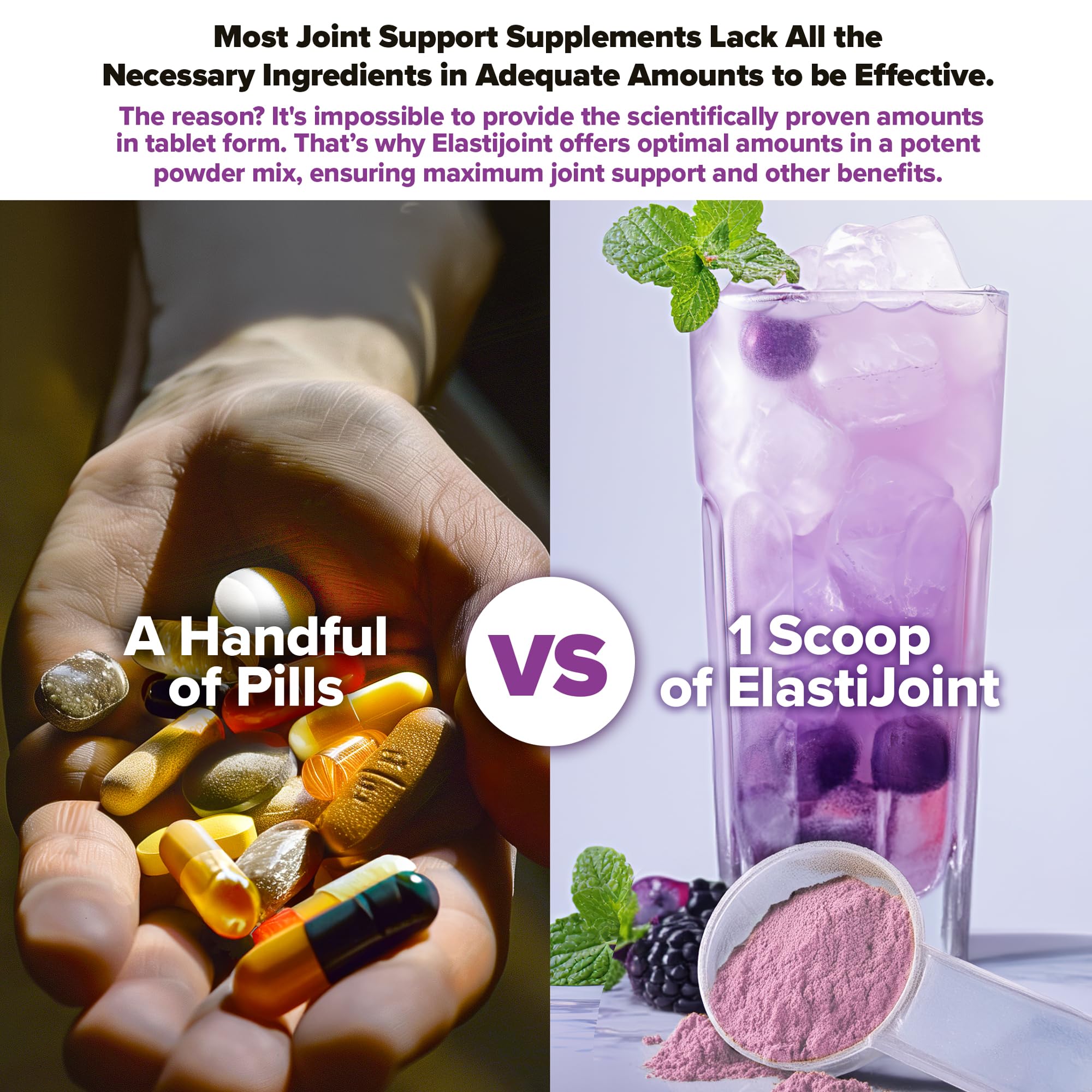 Labrada Nutrition Elastijoint, Grape - Glucosamine Joint Support Supplement Powder for Men & Women, Joint Relief & Bone Health Supplement with MSM, Glucosamine Chondroitin MSM - Gluten-Free - Maple Wellness Supplements