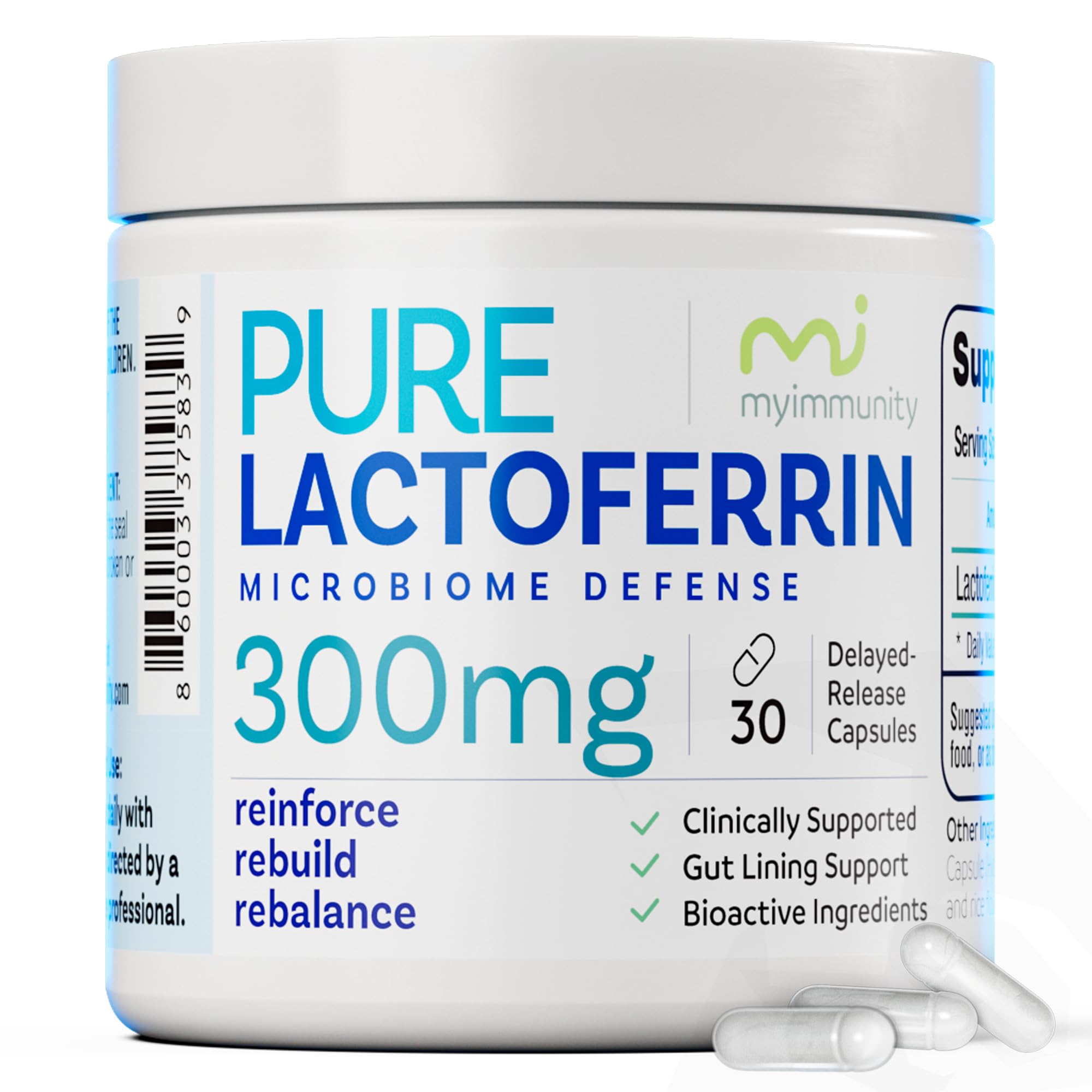 Lactoferrin 300mg Delayed Release Capsules - MyImmunity Premium Immune Support Supplement with Iron Absorption - Freeze Dried, Non-GMO, Gluten Free, Vegetarian - 30 Count (1 Month Supply) - Maple Wellness Supplements