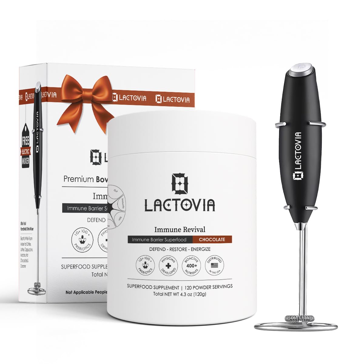LACTOVIA Bovine Colostrum Powder – Chocolate Flavor | Grass-Fed Colostrum Supplement | Gut & Immune Health Support | Keto, Gluten & Fat-Free | for Women & Men - TrustMedUSA