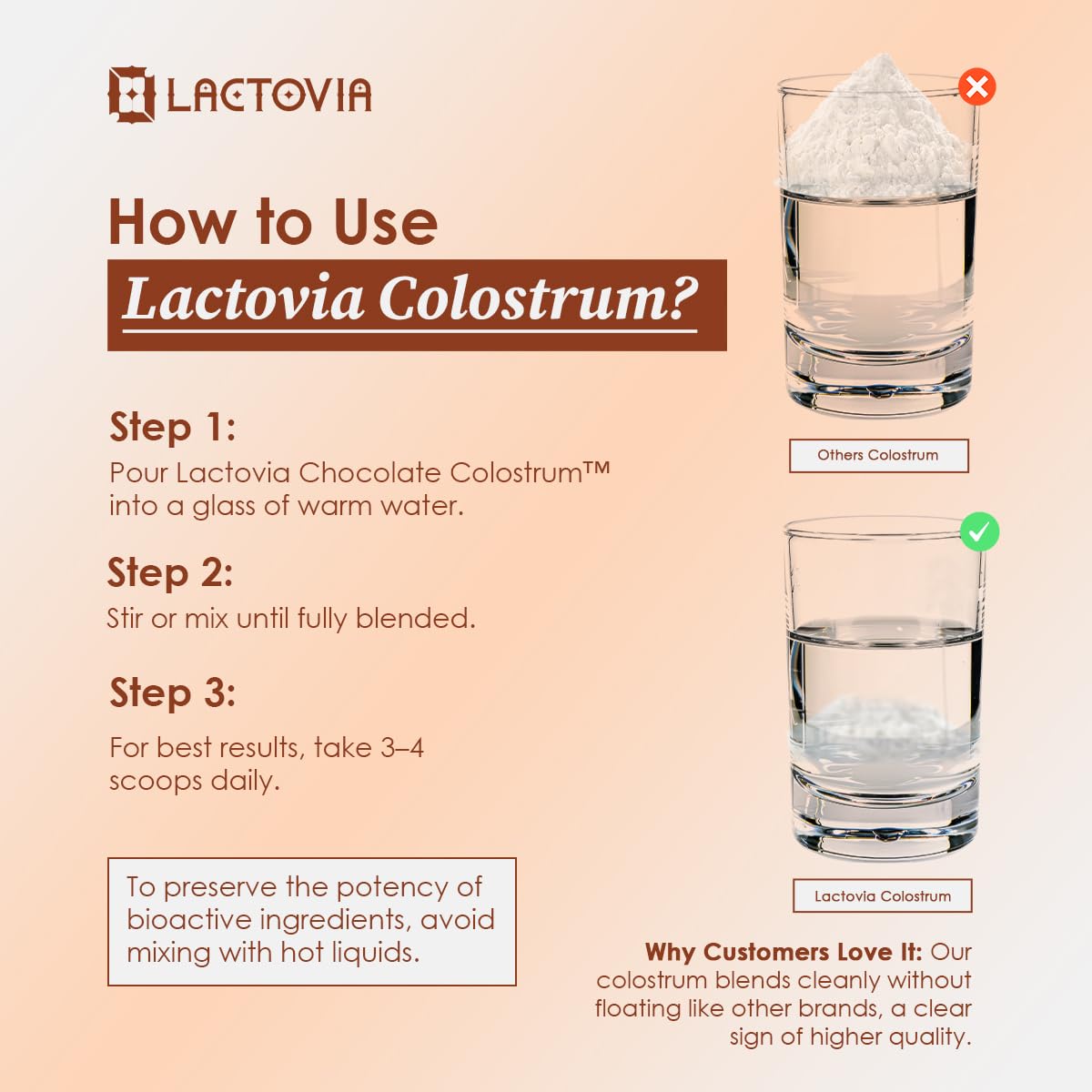 LACTOVIA Bovine Colostrum Powder – Chocolate Flavor | Grass-Fed Colostrum Supplement | Gut & Immune Health Support | Keto, Gluten & Fat-Free | for Women & Men - TrustMedUSA