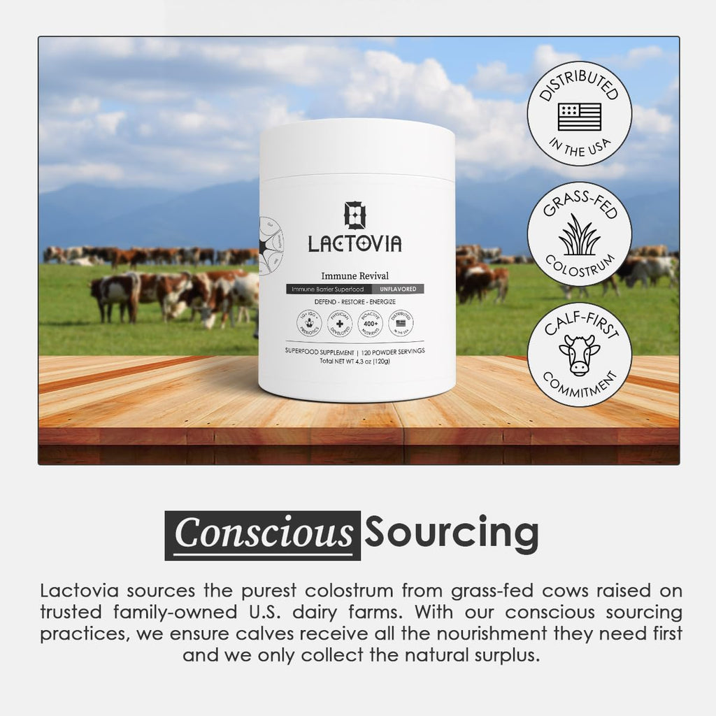 LACTOVIA Bovine Colostrum Powder | Grass-Fed Organic Colostrum Supplement | Gut & Immune Health Support | Raw, Unflavored | Keto, Gluten & Fat-Free | for Women & Men - TrustMedUSA