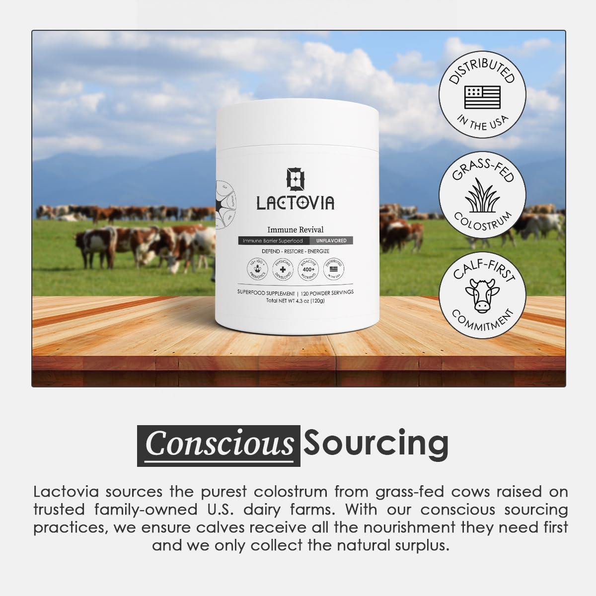LACTOVIA Bovine Colostrum Powder | Grass-Fed Organic Colostrum Supplement | Gut & Immune Health Support | Raw, Unflavored | Keto, Gluten & Fat-Free | for Women & Men - TrustMedUSA