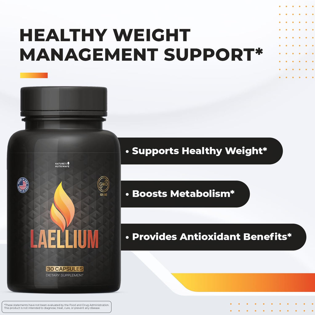 Laellium Capsules – Natural Supplement with Green Tea, Apple Cider Vinegar & Ginseng – Non-GMO, Supports Wellness – 30 Capsules, 1 Month Supply - TrustMedUSA