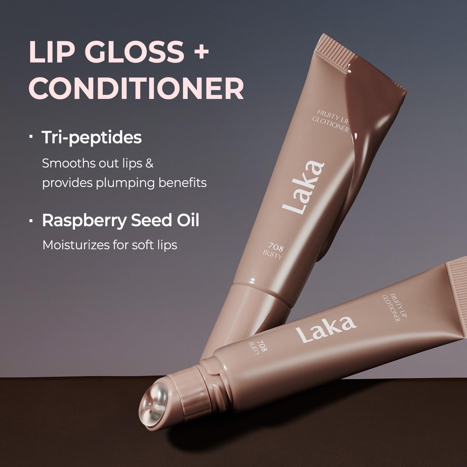 Laka Fruity Lip Glotioner, 10ml/0.33 fl.oz, Lip Gloss with High Shine Vivid Colors, Jelly tip for Hygienic & Easy Application, K-Beauty (703 Apri) - TrustMedUSA