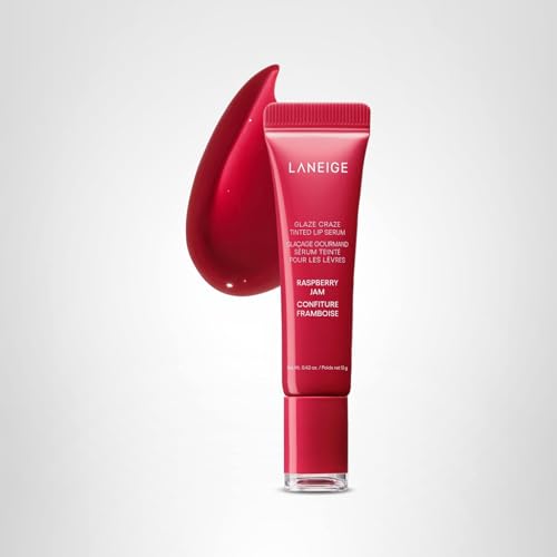 LANEIGE Glaze Craze Tinted Lip Serum, Raspberry Jam: Hydrating Lip Serum for Glossy, Nourished Lips with Plumping Polypeptides - TrustMedUSA