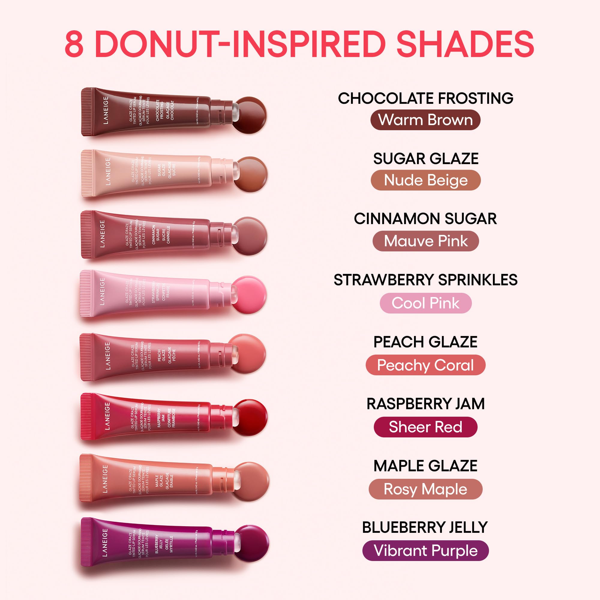 LANEIGE Glaze Craze Tinted Lip Serum, Strawberry Sprinkles: Hydrating Serum for Glossy,Nourished Lips with Plumping Polypeptides,0.42 oz - TrustMedUSA