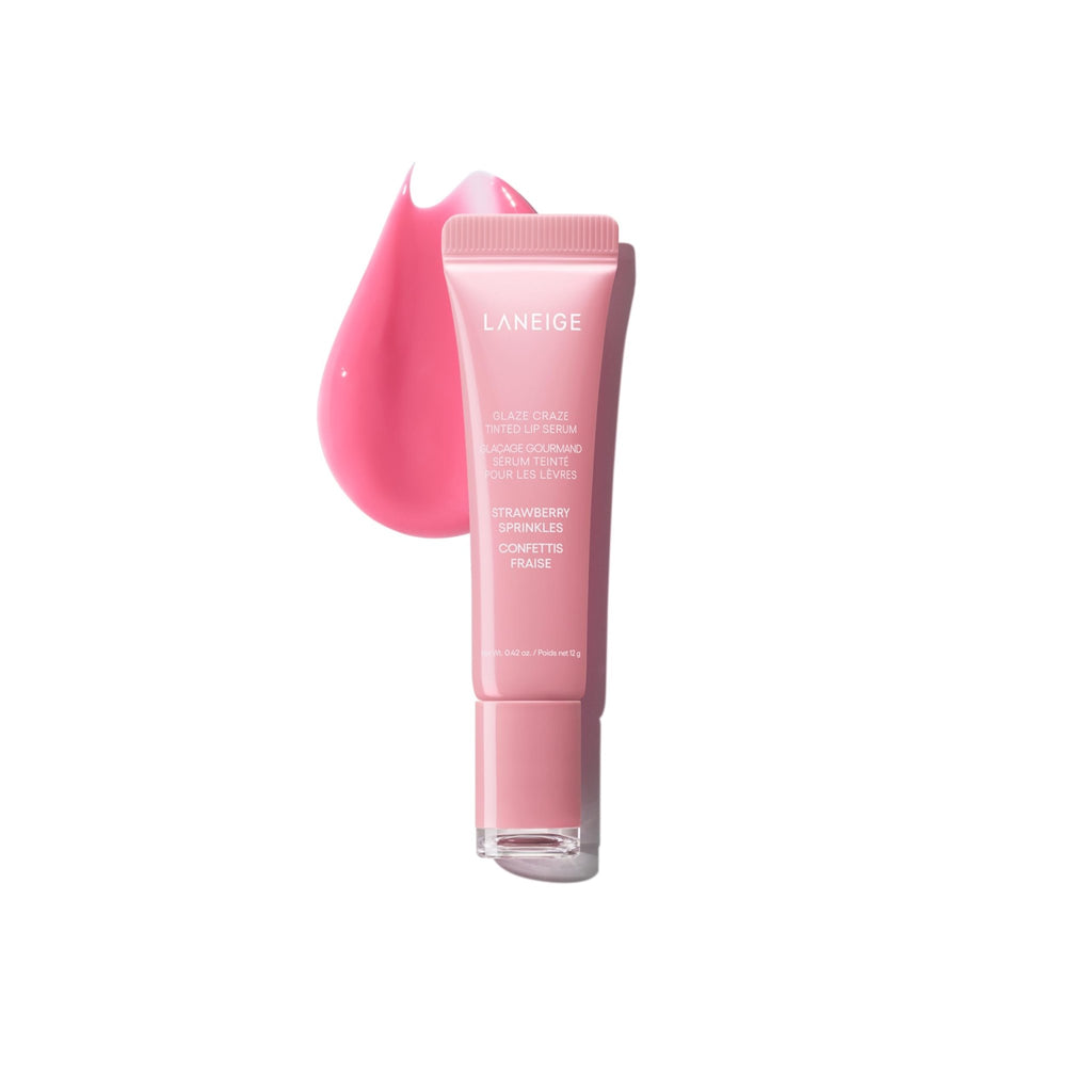 LANEIGE Glaze Craze Tinted Lip Serum, Strawberry Sprinkles: Hydrating Serum for Glossy,Nourished Lips with Plumping Polypeptides,0.42 oz - TrustMedUSA