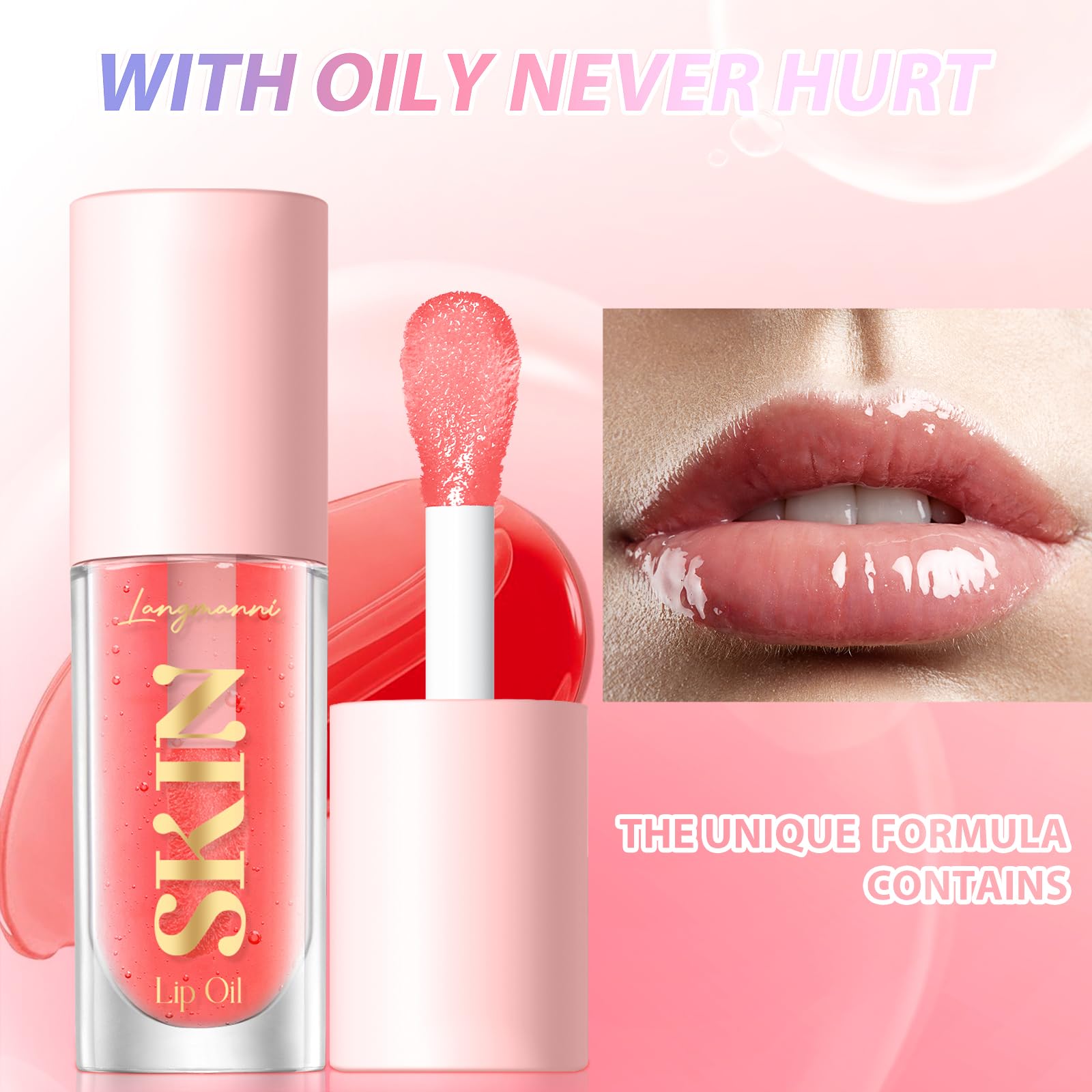 LANGMANNI Moisturizing Lip Oil,No-Sticky Lip Gloss Lip Balm Lip Care,Fruit Flavoured Lip Oil For Dry Lip's Moisturizing Hydrating And Nourishing ((Strawberry)) - TrustMedUSA