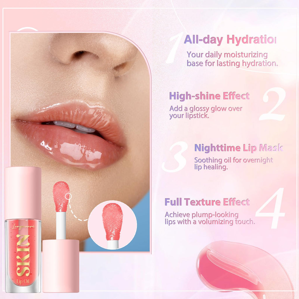 LANGMANNI Moisturizing Lip Oil,No-Sticky Lip Gloss Lip Balm Lip Care,Fruit Flavoured Lip Oil For Dry Lip's Moisturizing Hydrating And Nourishing ((Strawberry)) - TrustMedUSA