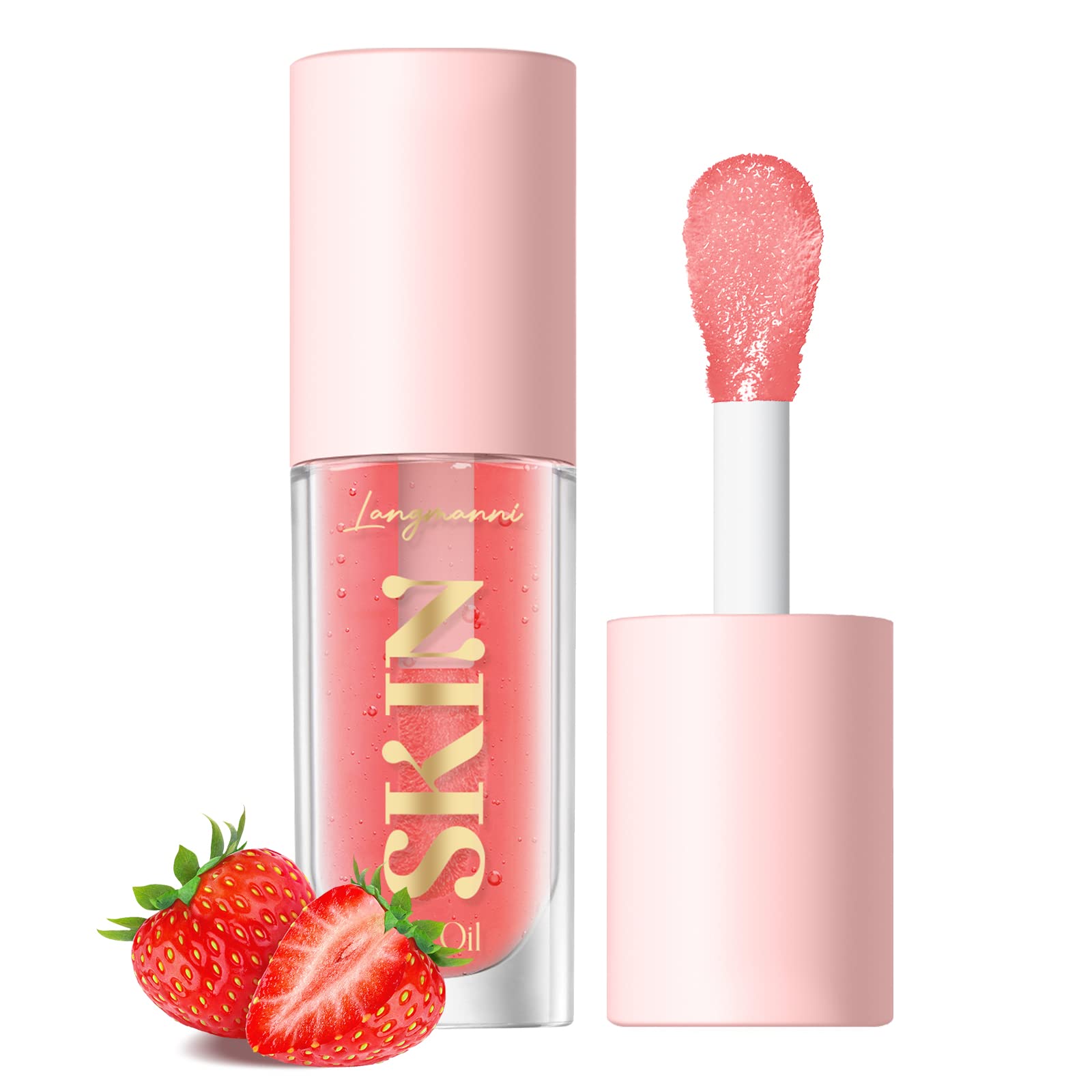 LANGMANNI Moisturizing Lip Oil,No-Sticky Lip Gloss Lip Balm Lip Care,Fruit Flavoured Lip Oil For Dry Lip's Moisturizing Hydrating And Nourishing ((Strawberry)) - TrustMedUSA