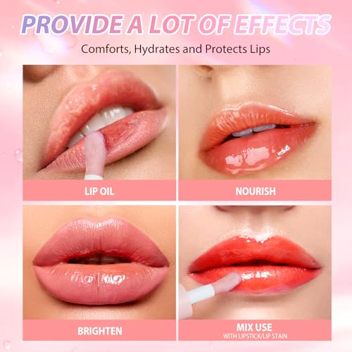 LANGMANNI Moisturizing Lip Oil,No-Sticky Lip Gloss Lip Balm Lip Care,Fruit Flavoured Lip Oil For Dry Lip's Moisturizing Hydrating And Nourishing ((Strawberry)) - TrustMedUSA
