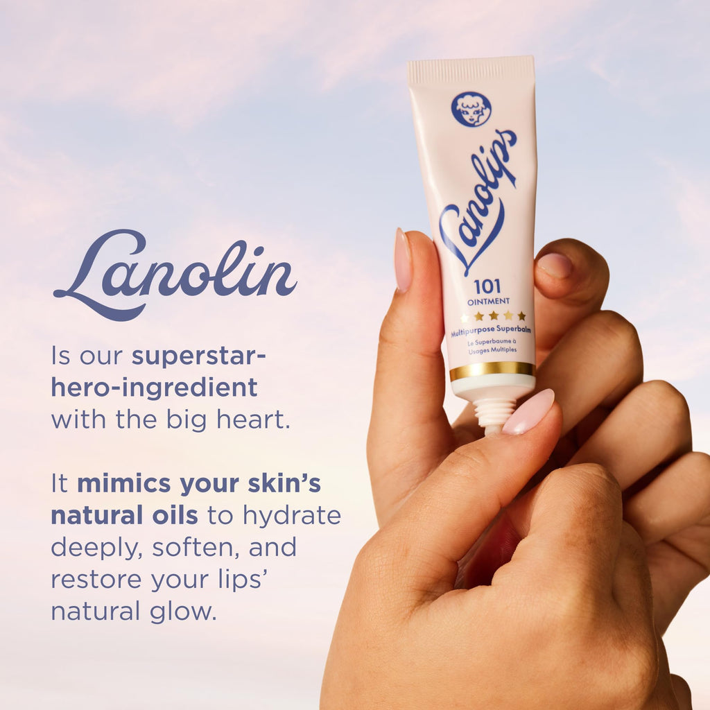 Lanolin 101 Multipurpose Ointment - Lanolin Lip Balm & Healing Ointment for Skin Barrier Repair - Moisturizer for Dry Lips, Cuticles & Elbows - No Petroleum Formula - Original Superbalm (0.52 oz) - TrustMedUSA