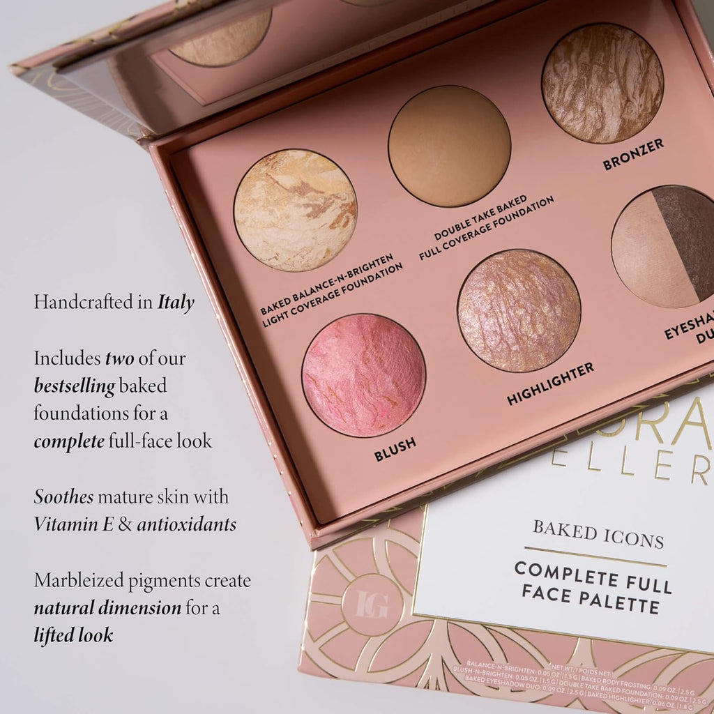 LAURA GELLER Baked Icons Complete Full Face Palette, Light | All-in-One Makeup Palette with Baked Foundations, Blush, Bronzer, Highlighter, Eyeshadows | Coverage for Mature Skin | Travel-Friendly - Maple Wellness Supplements
