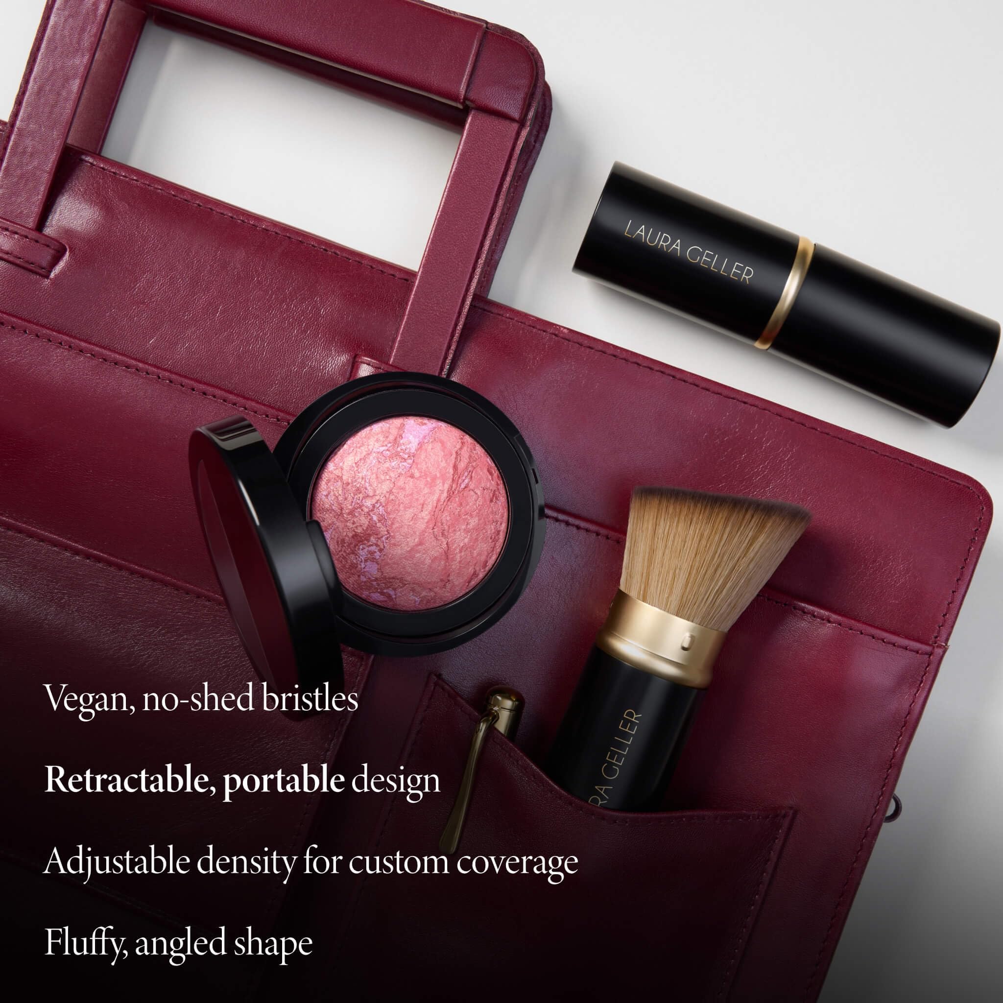 LAURA GELLER NEW YORK Cosmetic Professional Makeup Brushes - Cruelty-Free 02 Retractable Angled Kabuki Brush - TrustMedUSA