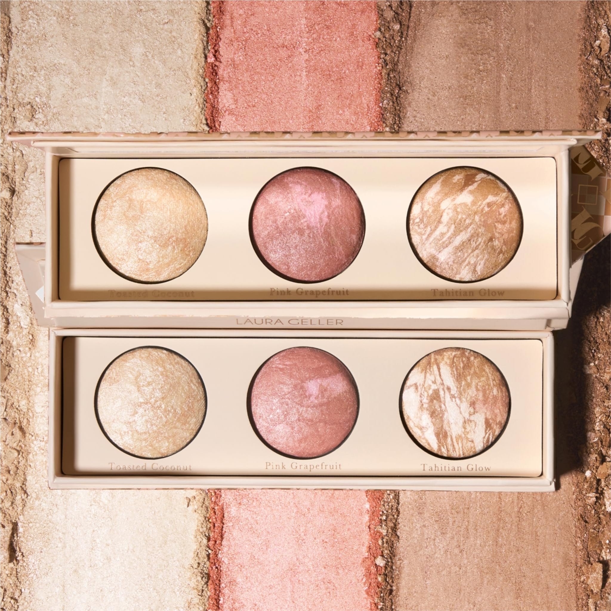 LAURA GELLER NEW YORK Geller's Greatest Lift-n-Glow Baked Trio Palette - Highlighter, Blush, Bronzer - All Skin Tones - TrustMedUSA