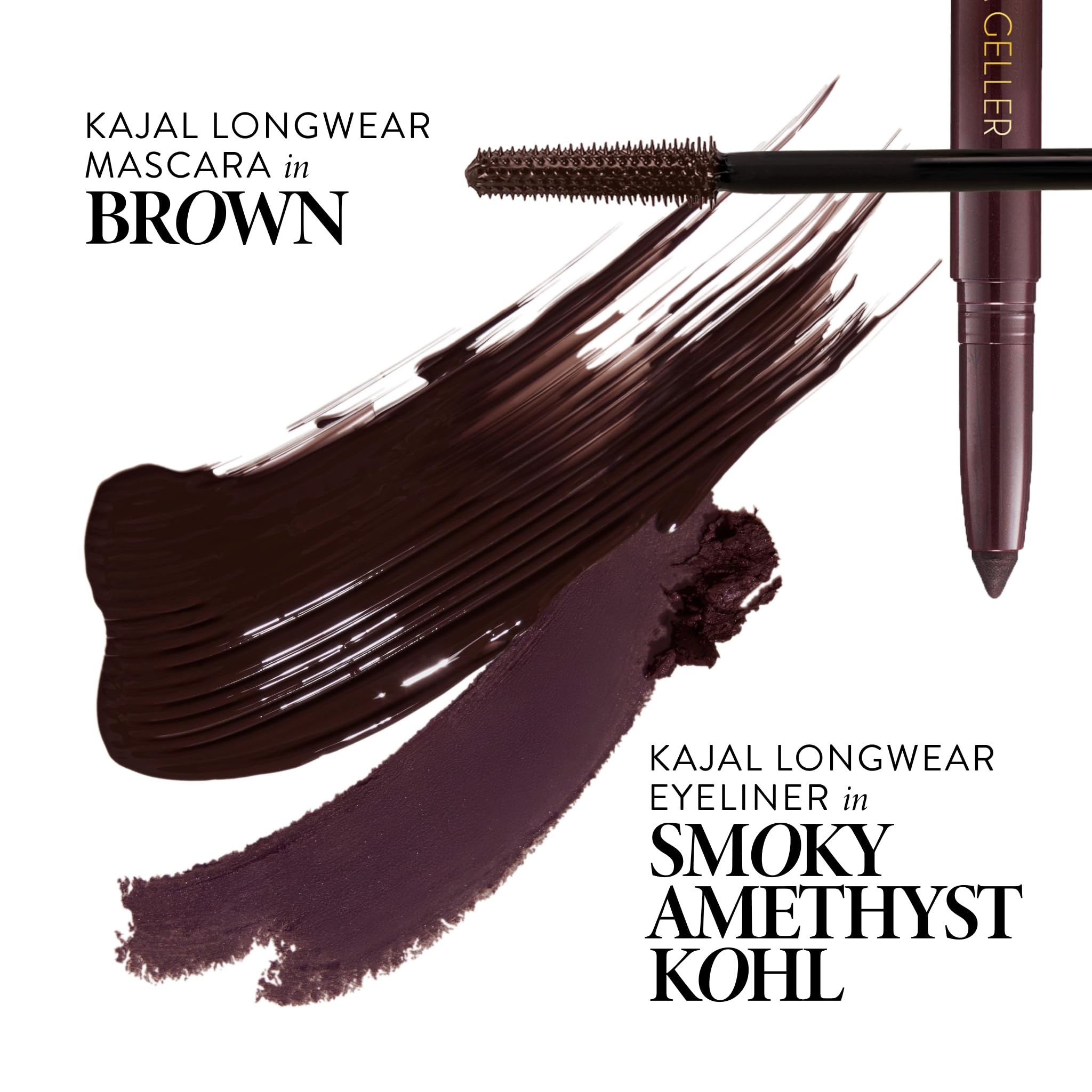 LAURA GELLER NEW YORK Kajal Longwear Mascara, Brown - Lengthening, Defining, Curling, Buildable Formula Eye Makeup - Natural Look for Everyday - TrustMedUSA