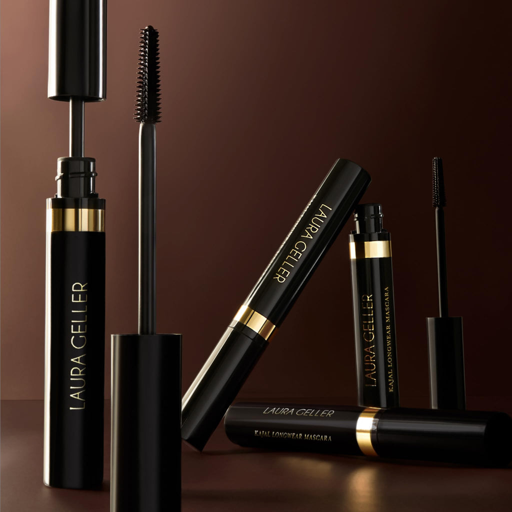 LAURA GELLER NEW YORK Kajal Longwear Mascara, Brown - Lengthening, Defining, Curling, Buildable Formula Eye Makeup - Natural Look for Everyday - TrustMedUSA